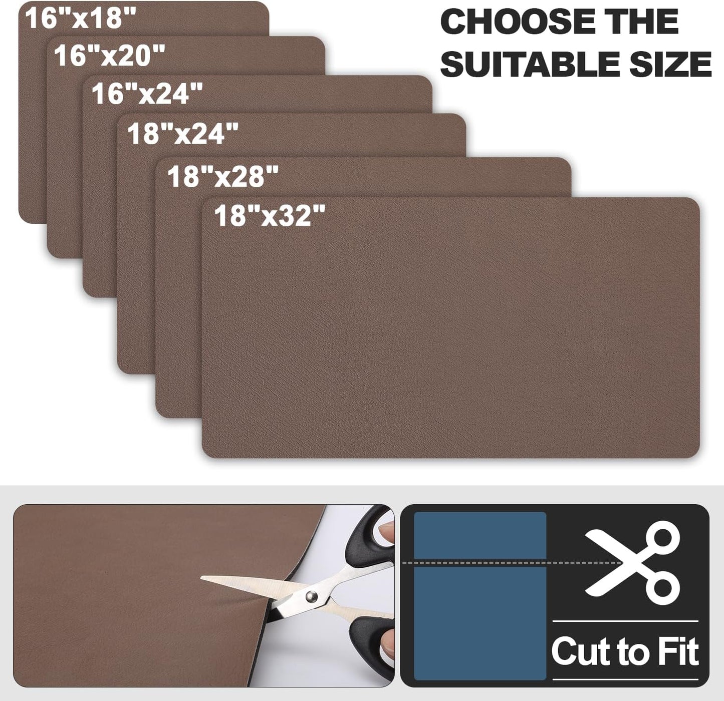 Dish Drying Mat for Kitchen Counter | Coffee Bar Mat for Countertops | Heat Resistant Drainer Mat with Non-slip Rubber Backed | Hide Stain Kitchen Absorbent Draining Mat | Brown 18"x32"