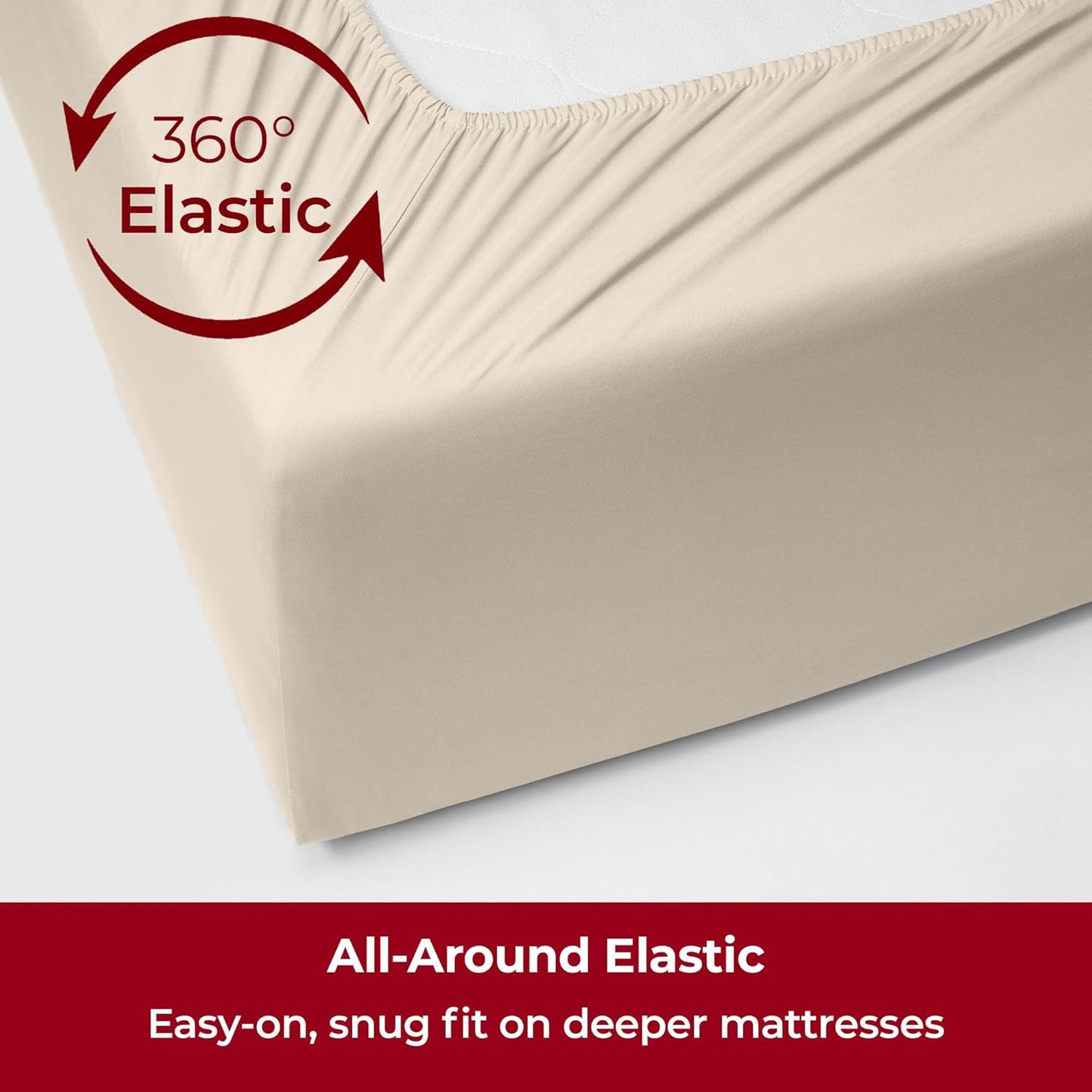 Mellanni Extra Deep King Sheets - 4 PC Iconic Collection Bedding - Hotel Luxury, Ultra Soft, Cooling Bed Sheets - Wrinkle, Fade, Stain Resistant (King, Beige)