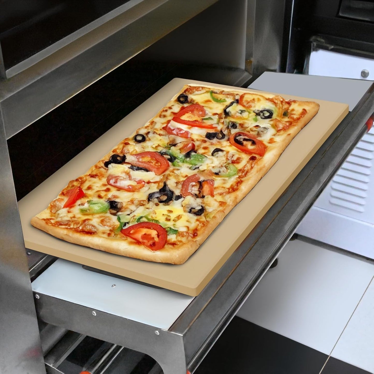 Extra Large Pizza Stone 22 Inch, Rectangular Pizza Grilling/Baking Stone 22" x 14", Industrial Commercial Oven Stone, Ideal for Grilling Baking Several Pizzas Bread - Includes Scaper