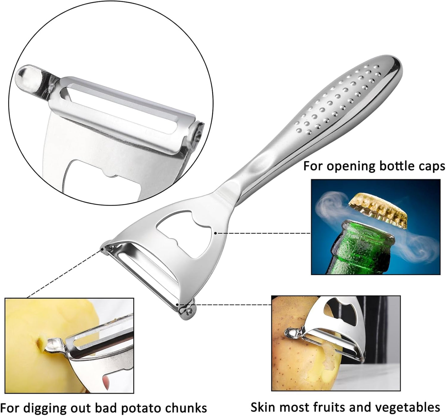 Potato Peelers Set of 2 Stainless Steel Peeler Y-Shaped and I-Shaped Peelers,Vegetable Carrot Fruit Peelers for Home kitchen (Silver2)