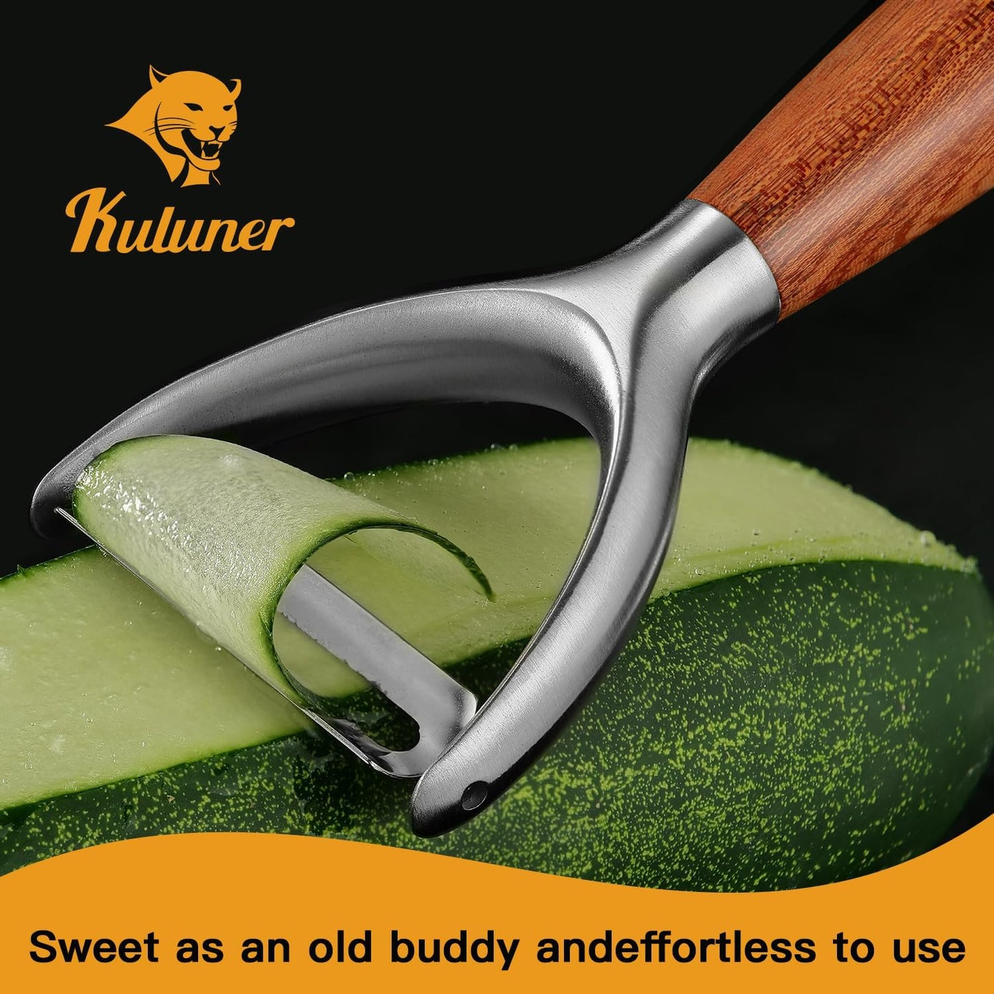 Premium Y Type 304 Stainless Steel Multifunctional Kitchen Peeler Real Wood Handle Ultra Sharp Blade Vegetable Potato Apple(Aosuan)