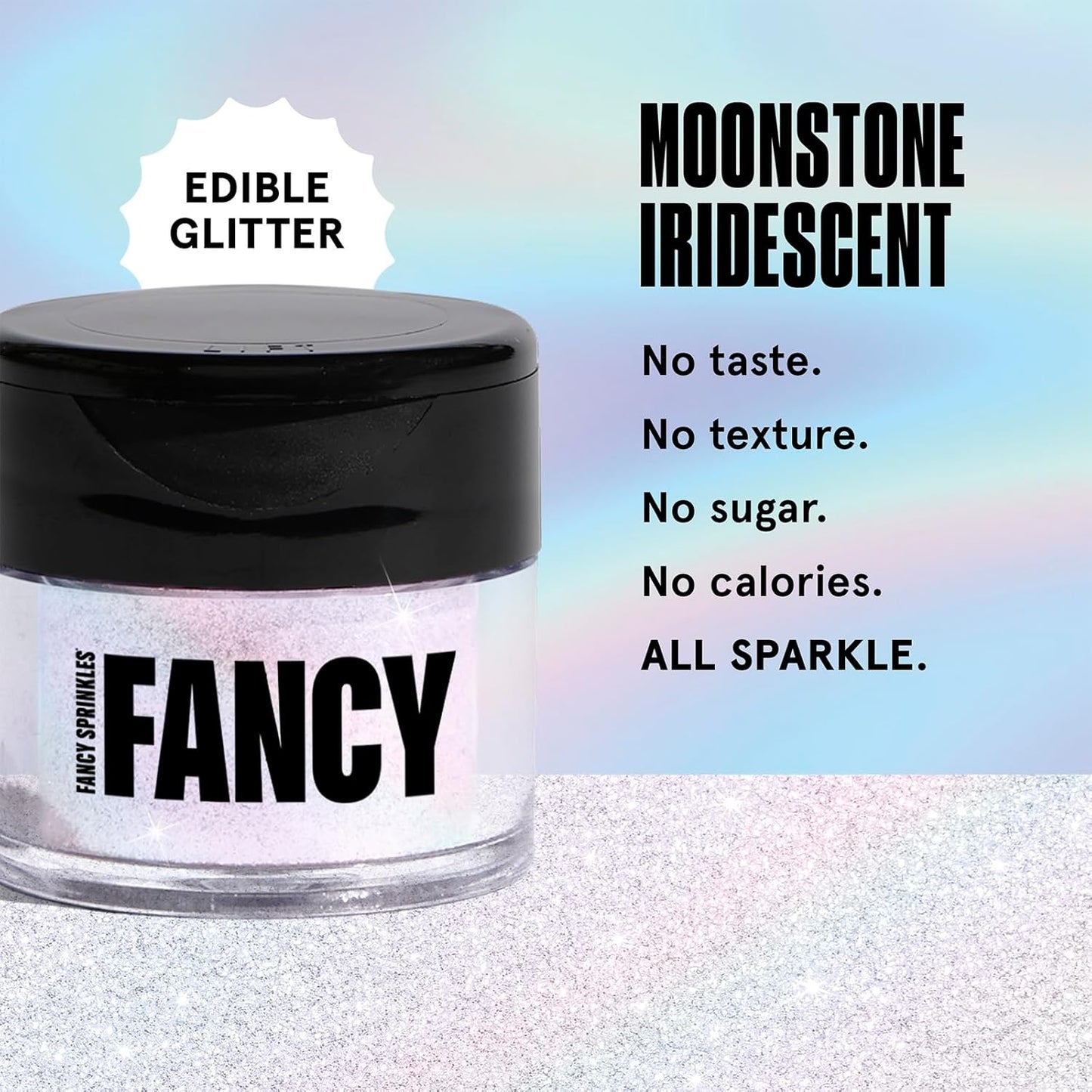 Fancy Sprinkles Moonstone Iridescent Premium Edible Glitter, 100% Edible Glitter for Sparkling Food & Drinks No Taste or Texture (4gm)