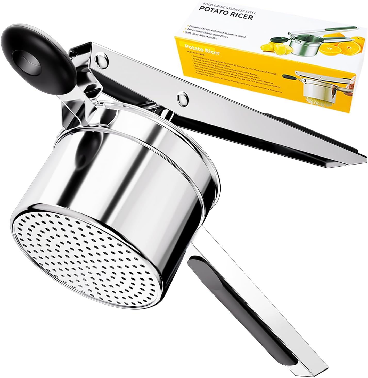 KAYCROWN Potato Ricer, Heavy Duty Stainless Steel Potato Masher and Ricer for Mashed Potatoes Tool, Lemon Squeezer