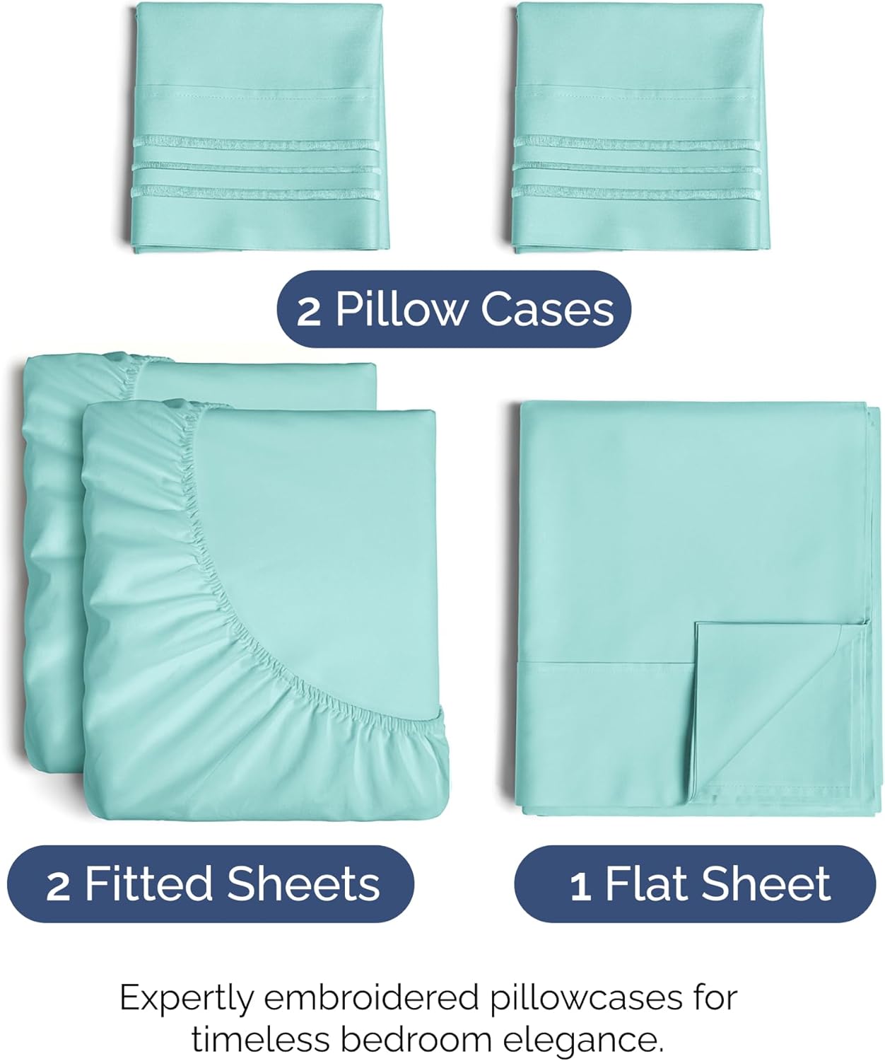 Split King Size 5 Piece Sheet Set - Comfy Breathable & Cooling Bed Sheets Set - Hotel Luxury Bedding for Women, Men, Kids, Teens, Boys & Girls - Deep Pockets, Soft, Wrinkle Free - Oeko-Tex - Spa Blue