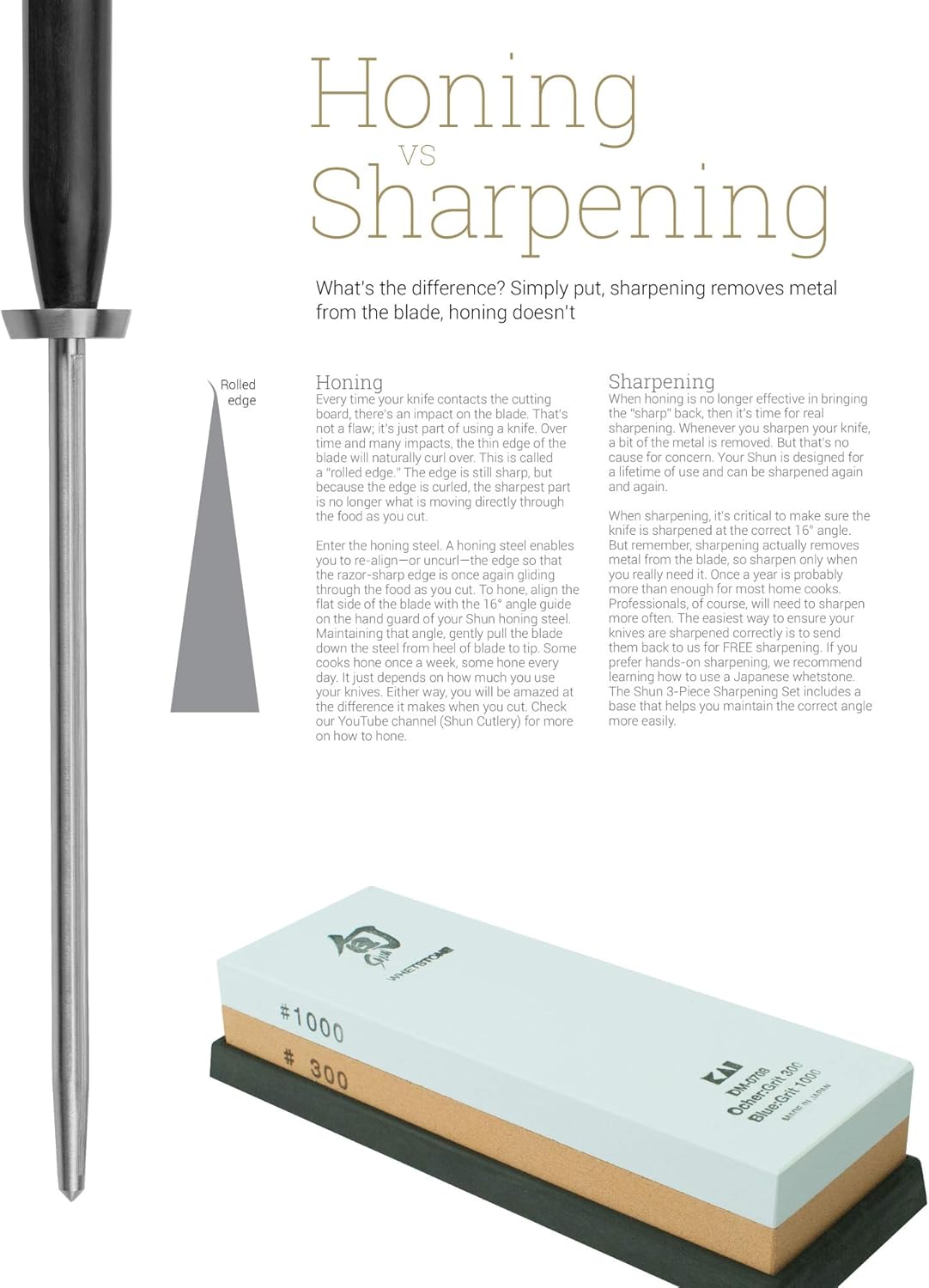 Shun Knife Care Kit, Polishing and Cleaning Kit for Knives, Restore Tarnish, Discoloration and Surface Rust, Knife Maintenance Set for Professional and Home Chefs