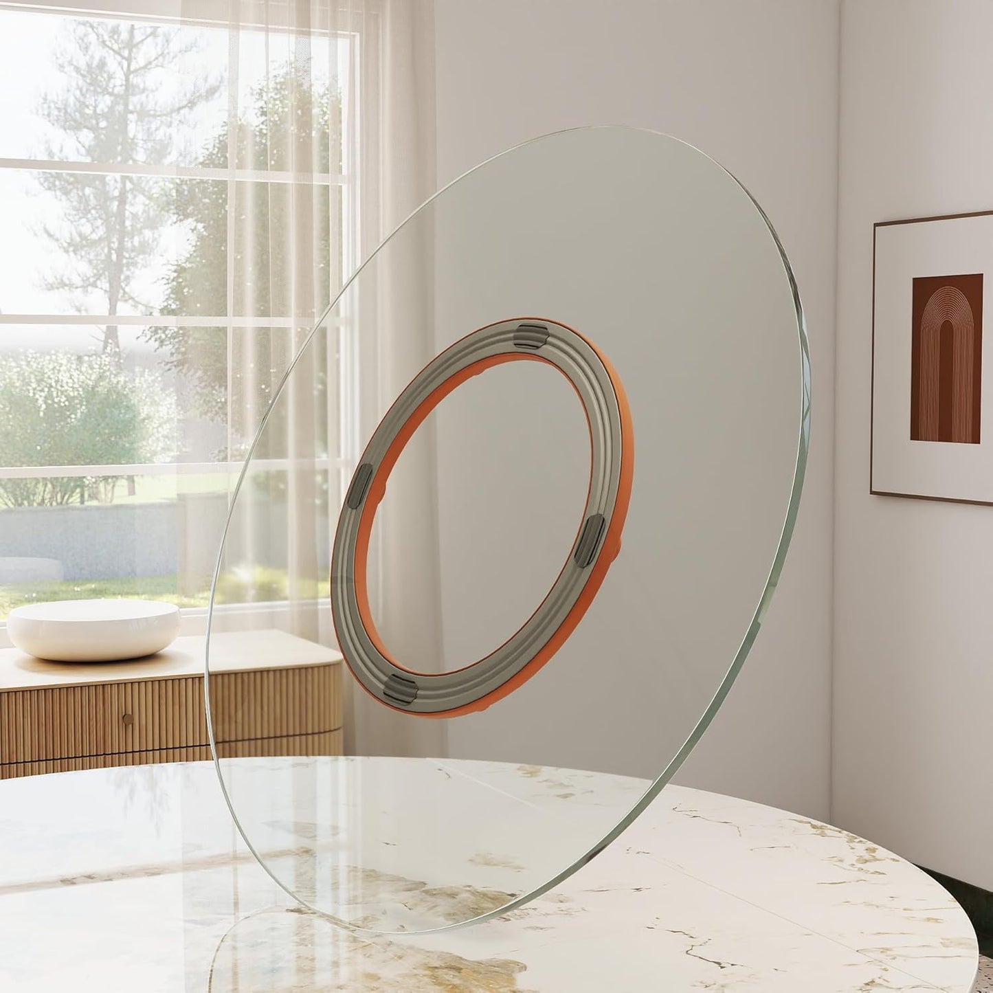 31.5" Lazy Susan for Table Top Tempered Glass Rotating Serving Tray for Dining Table, Kitchen Lazy Susan Organizer Spinning Rotating Food Server Party Centerpieces