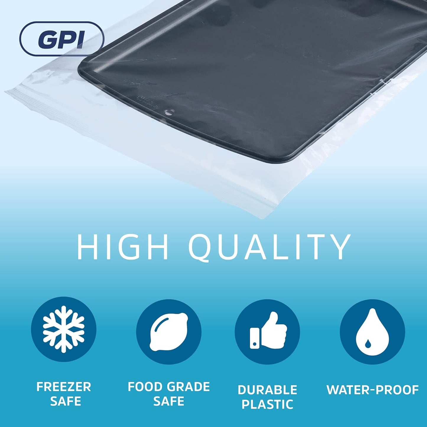 GPI - 13" x 15" - Bulk Pack of 100, 4 Mil Thick, Heavy Duty, Clear Plastic Reclosable Freezer Zip Bags, Strong & Durable Poly Baggies with Resealable Zipper Top Lock.