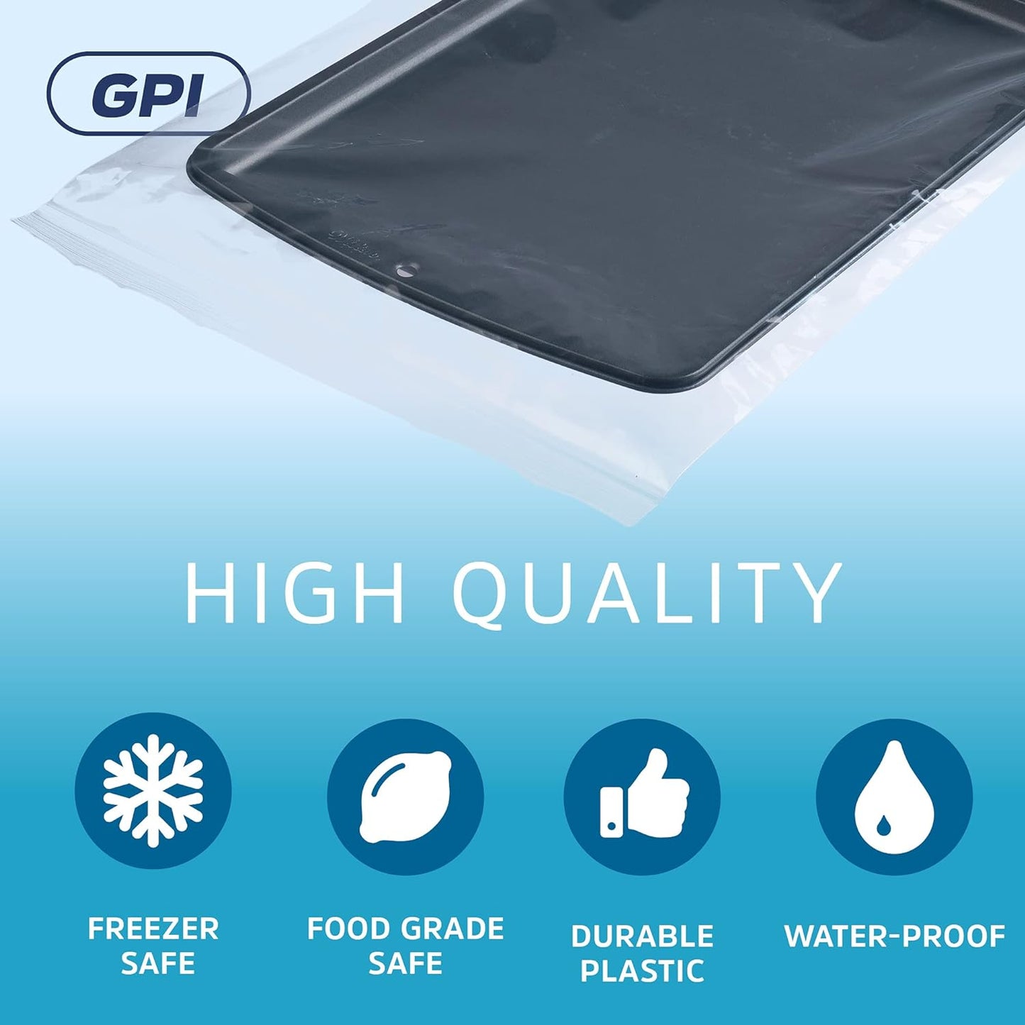 GPI PACK Of 200, 12" x 18" CLEAR PLASTIC RECLOSABLE ZIP BAGS - Bulk 2 mil Thick Strong & Durable Poly Baggies With Resealable Zip Top Lock For Travel, Storage, Packaging & Shipping
