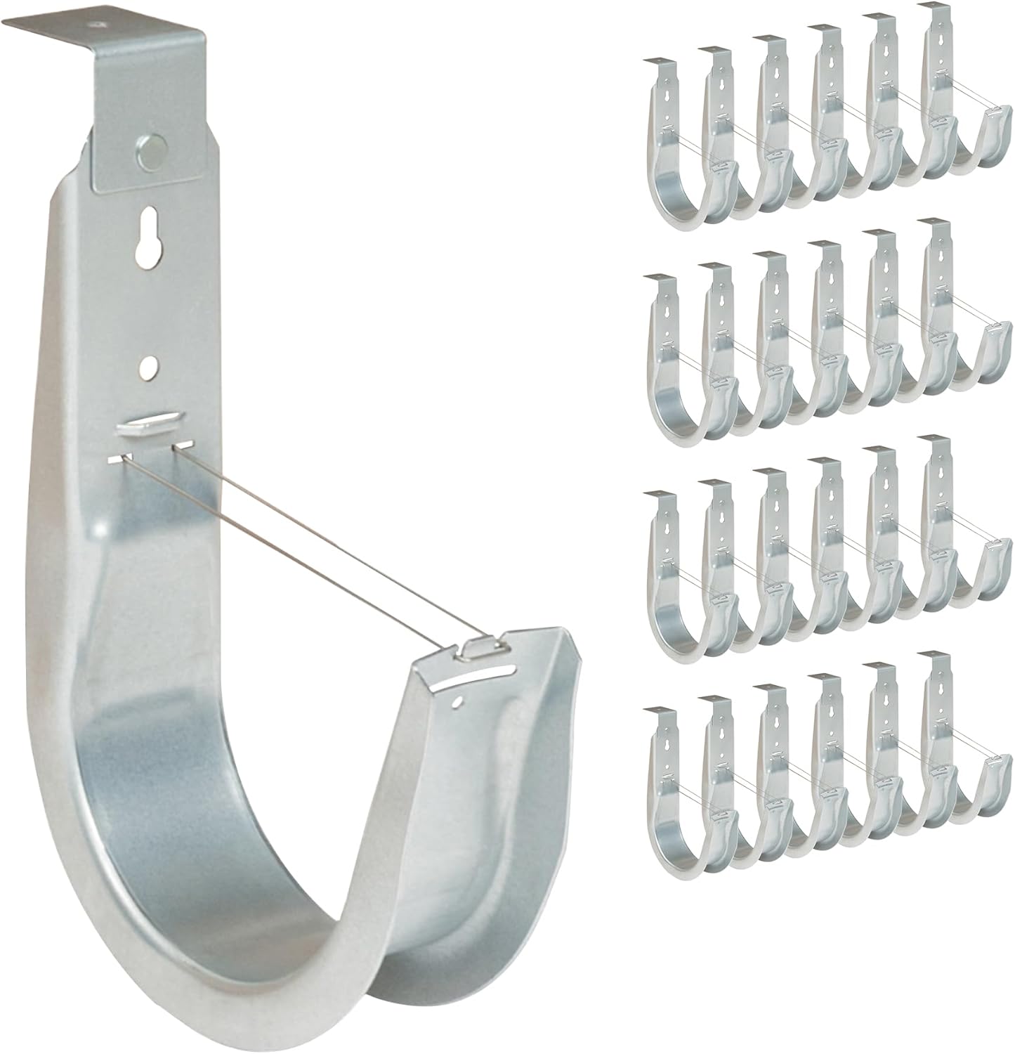 ICC Ceiling Mount J Hook 4” with Retainer Clip - Galvanized Steel Cable Management Hooks for Hanging Cable - Rust-Resistant, EIA and TIA Compliant - 4 Inch 25 Pack