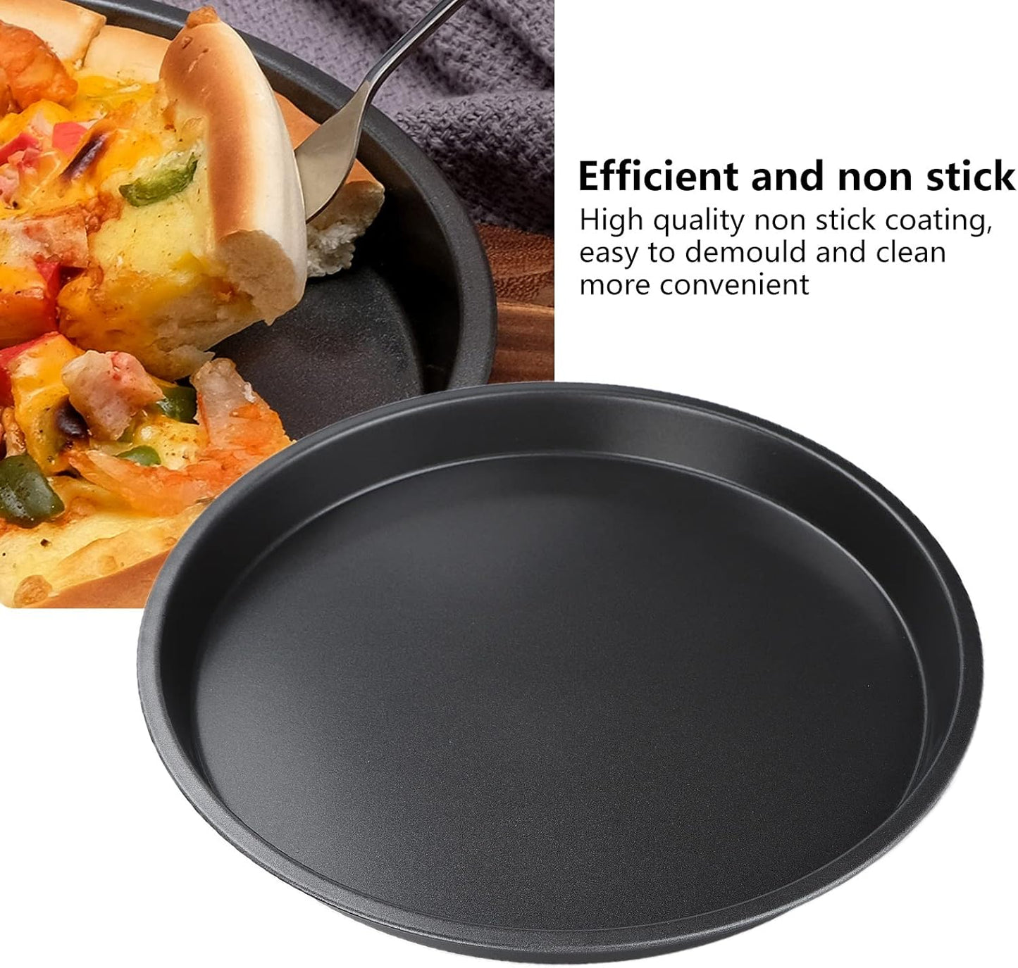 2Pcs Pizza Pan, 6in/9in/10in/12in Deep Dish Round Pizza Pan for Oven, Non Stick Thickened Carbon Steel Baking Pan for Home Kitchen, Dishwasher Safe(12in)