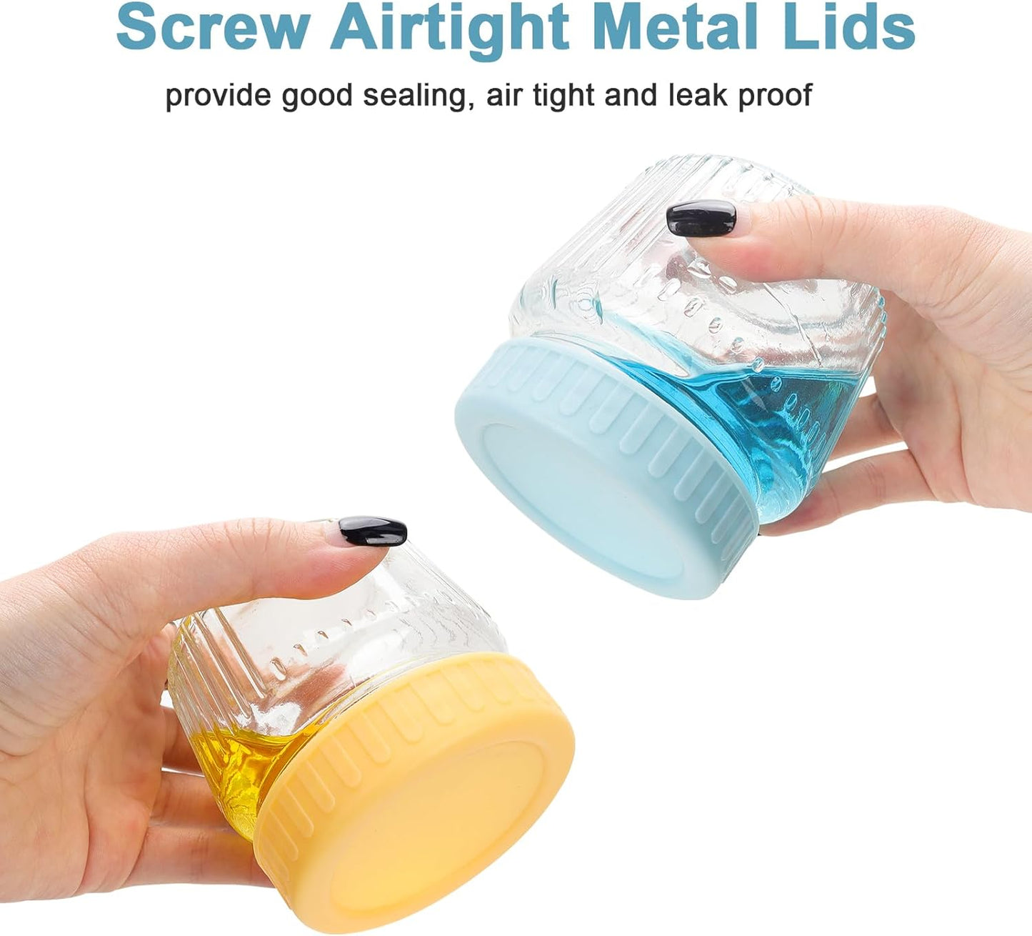 Glass Regular Mouth Mason Jars, Mini Mason Jars 4 oz, 8 Pack Clear Glass Jars with Colorful Plastic Lids, Small Canning Jar for Spice, Jam, Honey, Jelly, Dessert