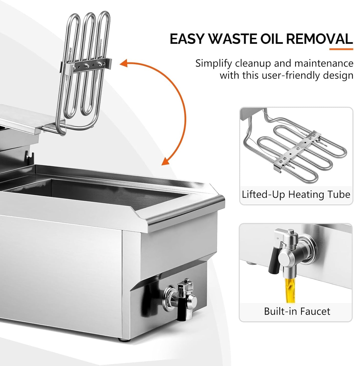 ROVSUN 12.5QT/11.8L Electric Deep Fryer w/Frying Basket, Timer, Drain, & Lid, Commercial Countertop Single Tank Frying Machine, Adjustable Temperature, for French Fries Donuts Onion Rings, 1700W 110V