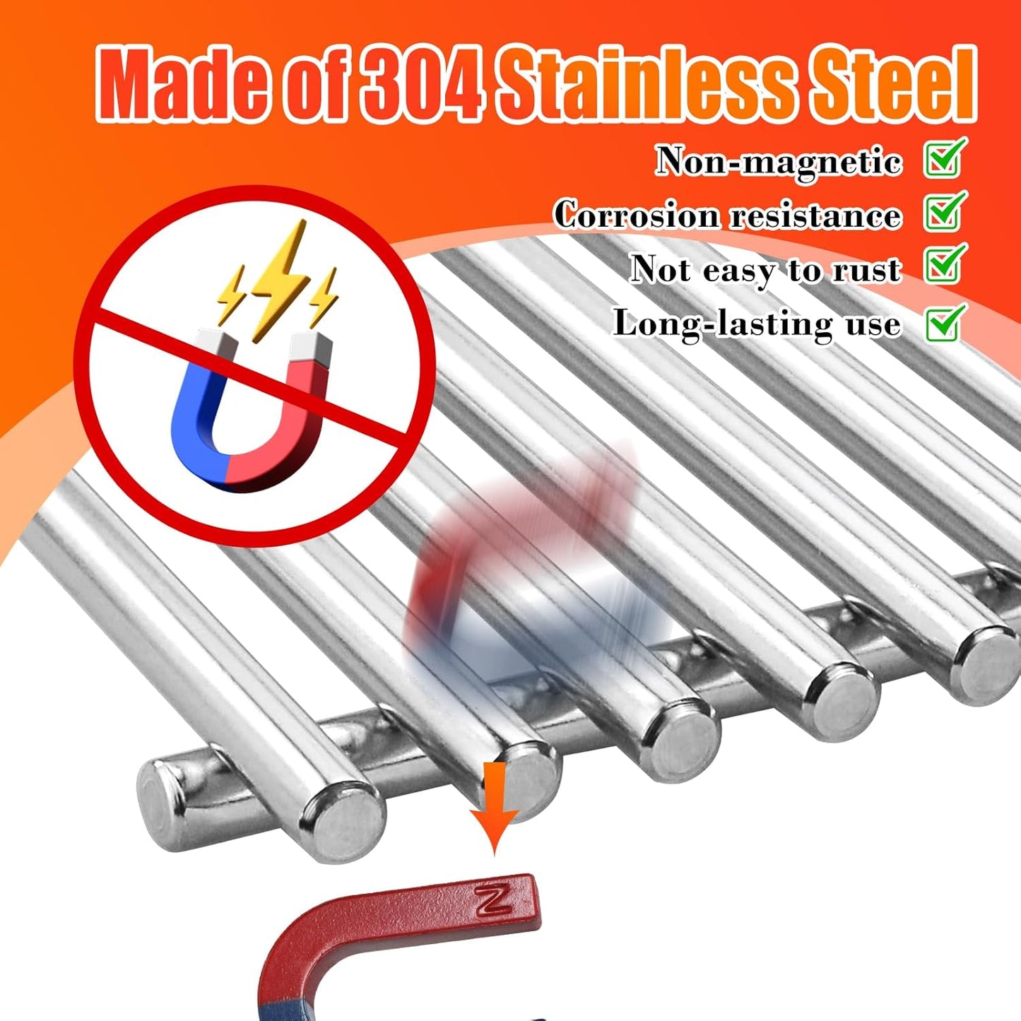 GRISUN 19.5" Grill Grates for Weber Genesis 300 Series, Genesis E310 E320 E330 S310 S320 S330 EP310 EP320, Replacement Cooking Grates for Weber 7528 7524, 304 Stainless Steel