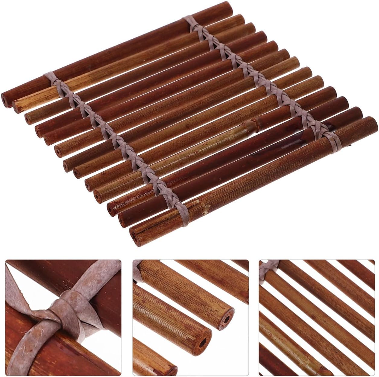 BESTOYARD 5.11-Inch Japanese Sashimi Bamboo Sheet- Decorative Platter Sushi Making Rolling Mats for Seafood Presentation Table Decor