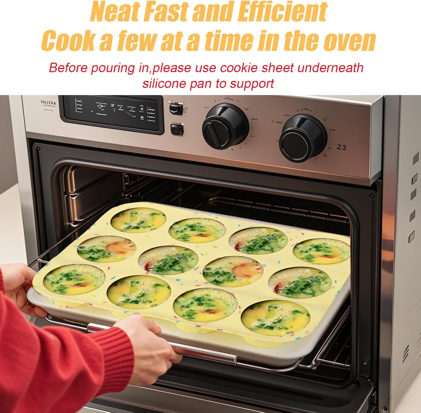 Palksky Silicone Egg Bite Molds, 2Pack 12-Cavity Muffin Pan for Baking, Tarts, Nonstick Cupcake Pan