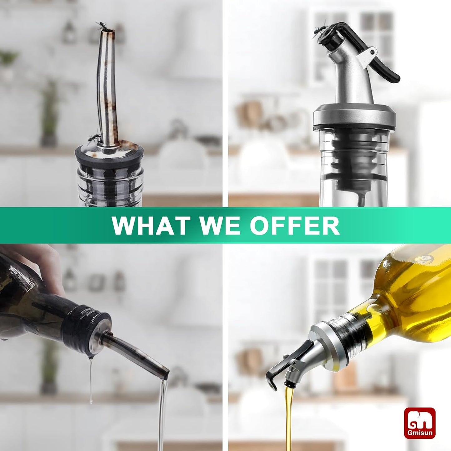 GMISUN Olive Oil Dispenser Bottle, Oil Dispenser Bottle for Kitchen, Cooking Vinegar Dispenser Set 6Pack, Glass Container Cruet-Pourer Spout, Funnel and Labels