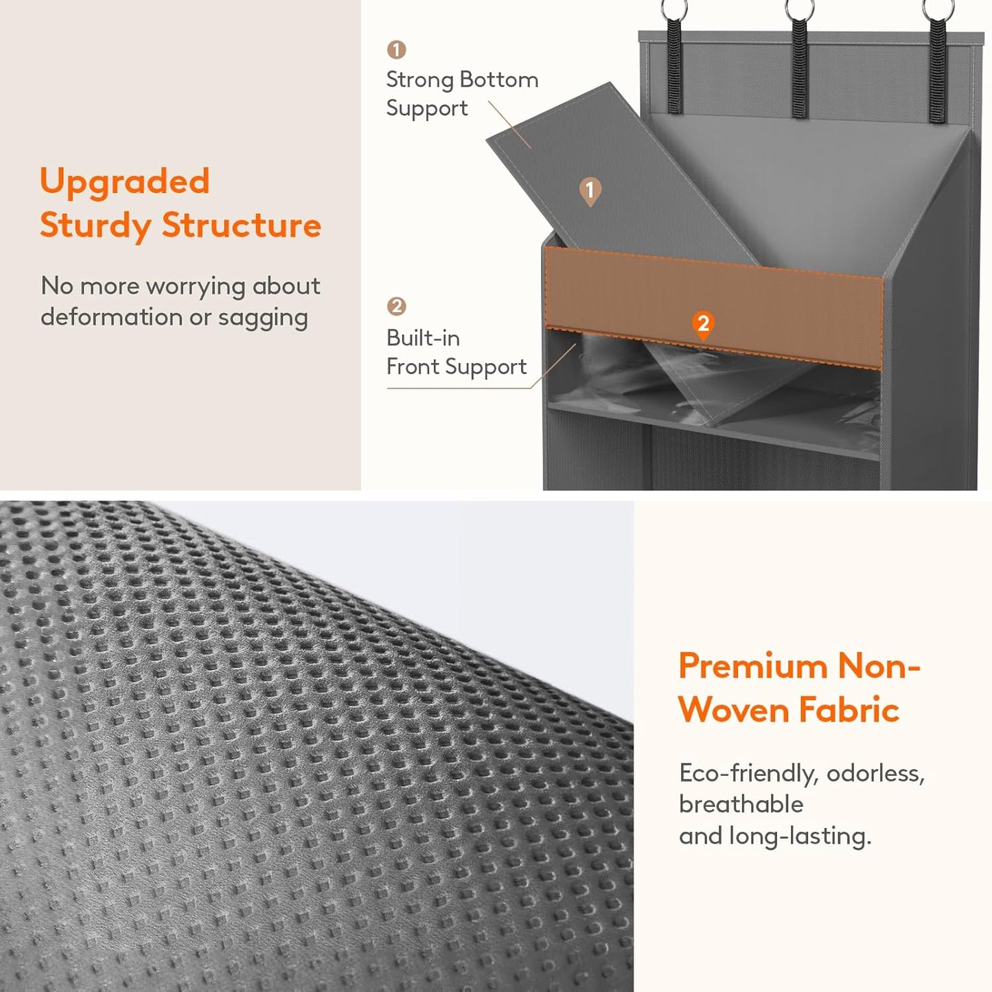 Lifewit 6 Packs Over the Door Organizer, 5 Shelf Clear Window Hanging Storage with 4 Mesh Side Pockets, Anti Tilt 40 lbs Load Behind Door for Pantry, Nursery, Bathroom, Bedroom, Kitchen, Dorm, Grey