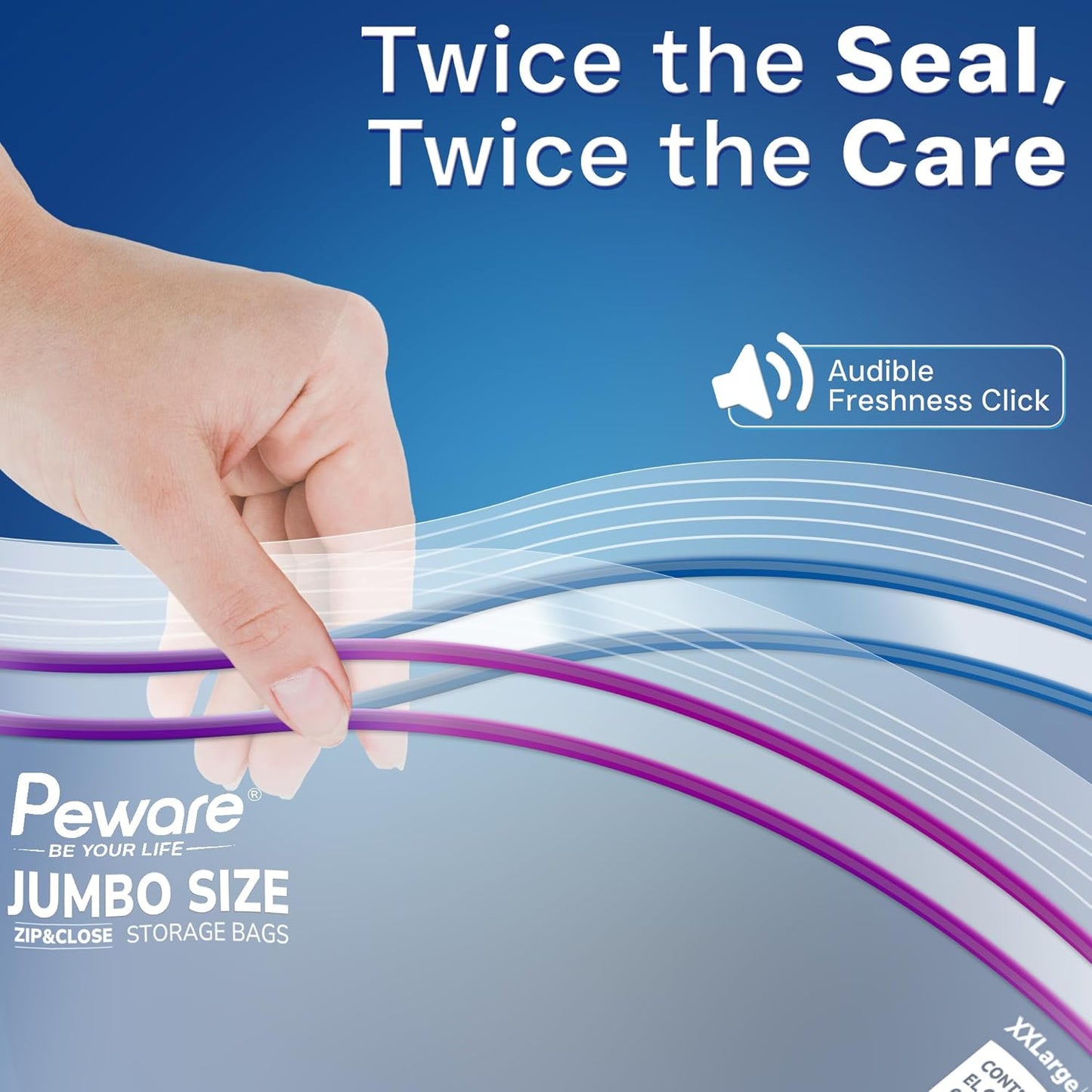 Large Storage Bags, 16"x20" Jumbo Plastic Bag, BPA Free, 3.5 Gallon XL Zipper Lock Baggies for Clothes Pillow Travel Moving - 100 Roomy Bags