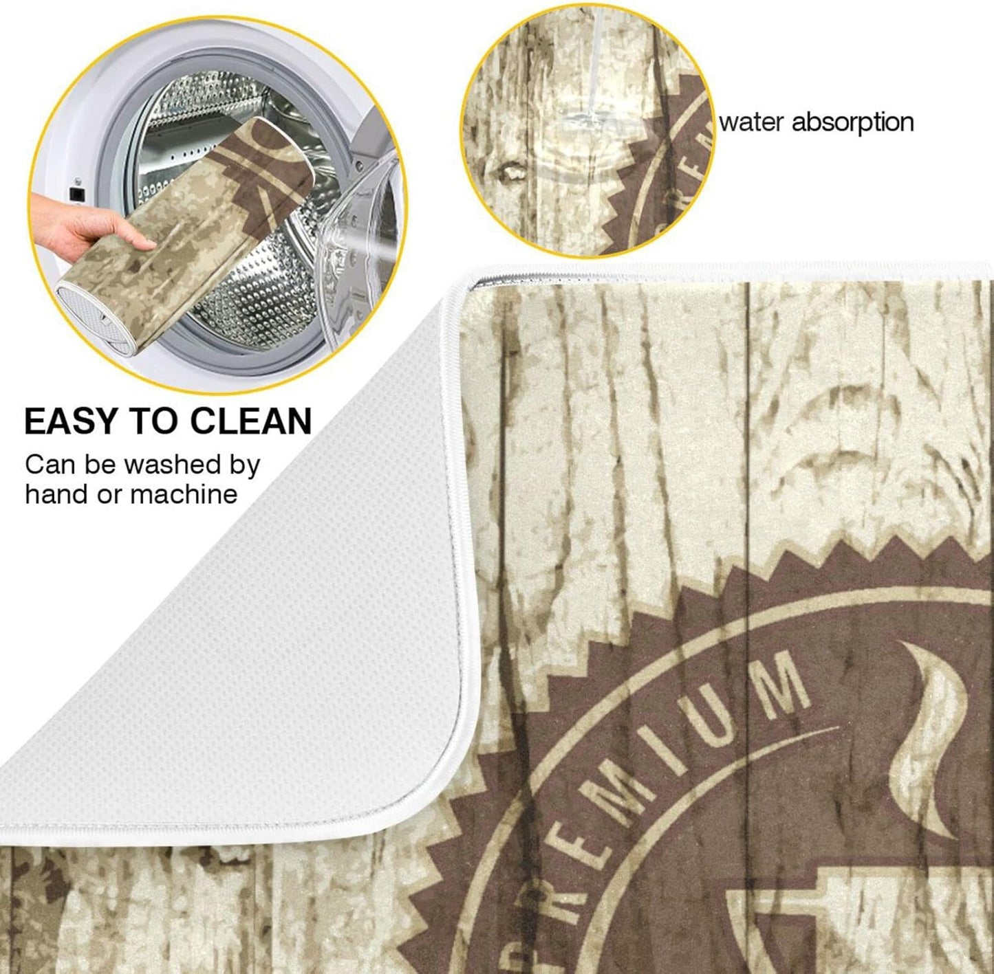 senya Super Absorbent Dish Drying Mat, Microfiber Fast-Drying Dish Mat, 24'' x 18'', Kitchen Dish Drying Pad, Retro Coffee Old Beans Vintage Wood, (g289343235p523c558s1114)