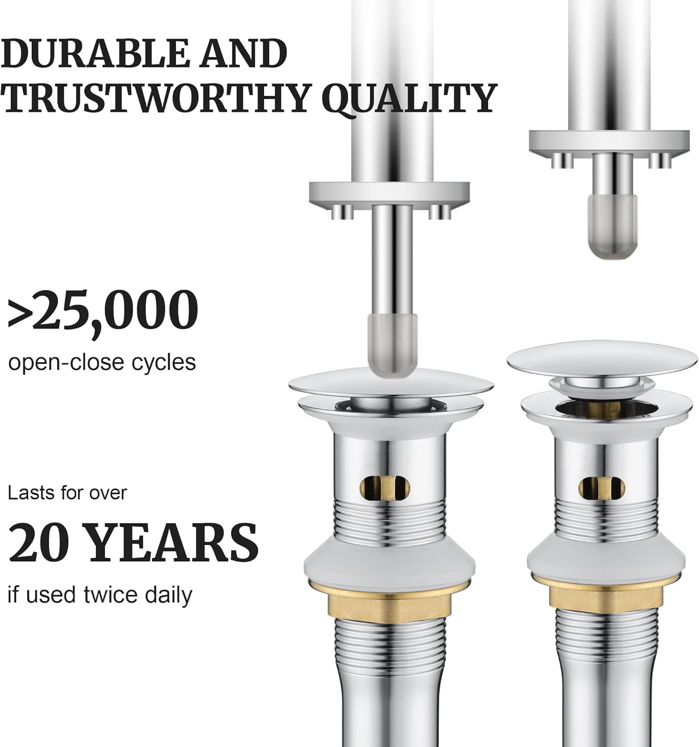 Pop up Sink Drain Stopper with Overflow Chrome for Bathroom Vessel Vanity Sink Art Basin, Big Cap Sink Drain with Overflow, Metal Pop-up Drain Strainer with Detachable Basket Stopper