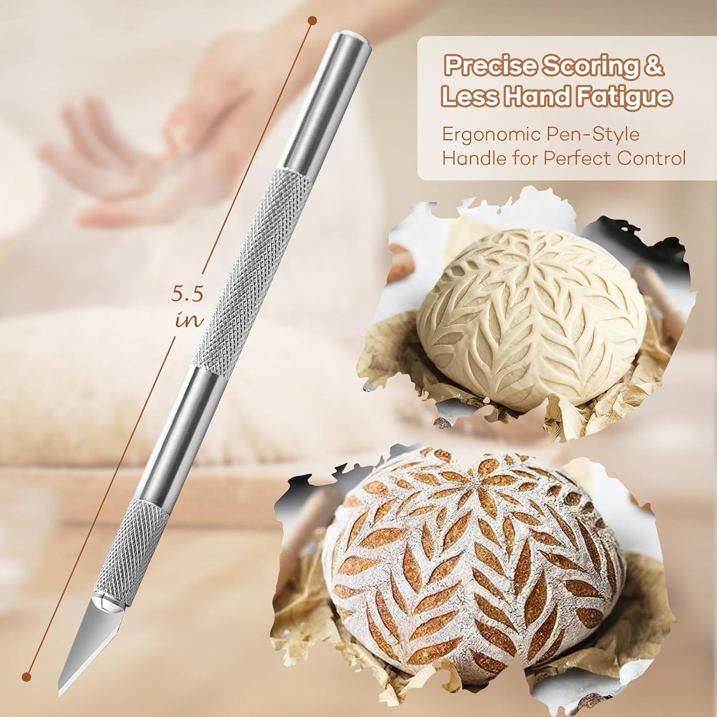 Bread Lame Dough Scoring Tool – Artisan Sourdough Scoring Knife Kit with 21 Replaceable Razor Blades & Ergonomic Stainless Steel Handle, Premium Aluminum Storage Case for Home Bakers & Gifts