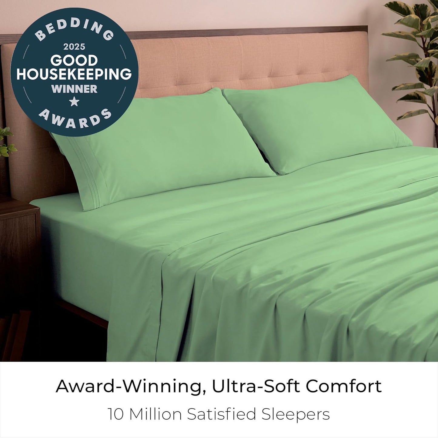 Mellanni King Sheets Set - 4 PC Iconic Collection Bedding - Hotel Luxury, Extra Soft, Cooling Bed Sheets - Wrinkle, Fade, Stain Resistant (King, Pistachio)