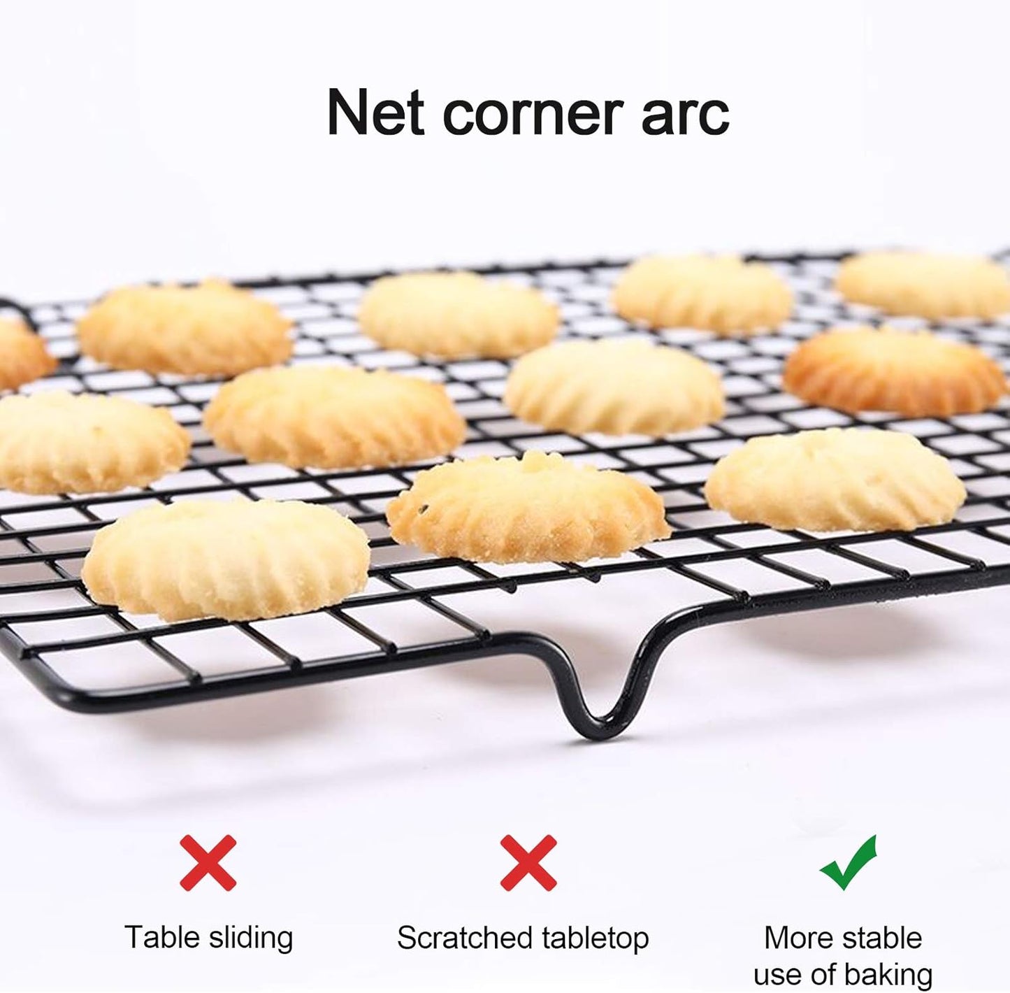 Lamoutor 2Pcs Metal Kitchen Baking Cooling Rack Square Wire Cooling Rack for Cake and Meat 10 x 11 inches (Black)