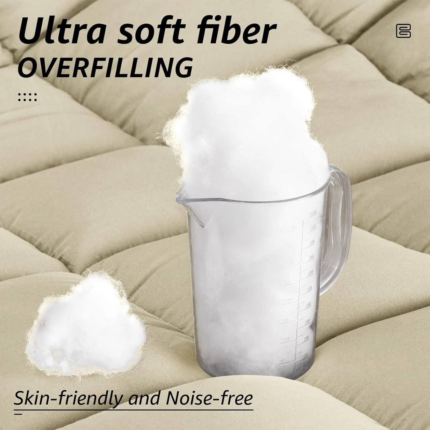 HYLEORY All Season Queen Size Bed Comforter - Cooling Down Alternative Quilted Duvet Insert with Corner Tabs - Winter Warm - Machine Washable - Beige