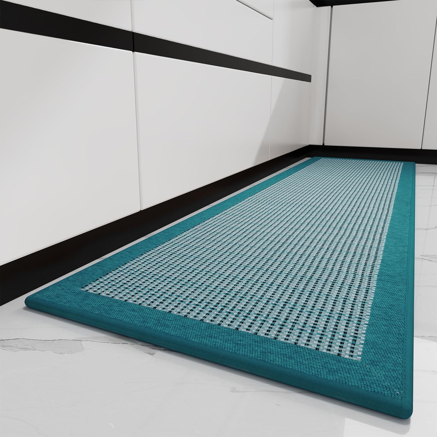 PADOOR Kitchen Mats for Floor, Kitchen Rugs Non Slip Washable, Rubber Backed Kitchen Runner Super Absorbent Long Kitchen Floor Mat Sink Rug, 20"x70" Teal
