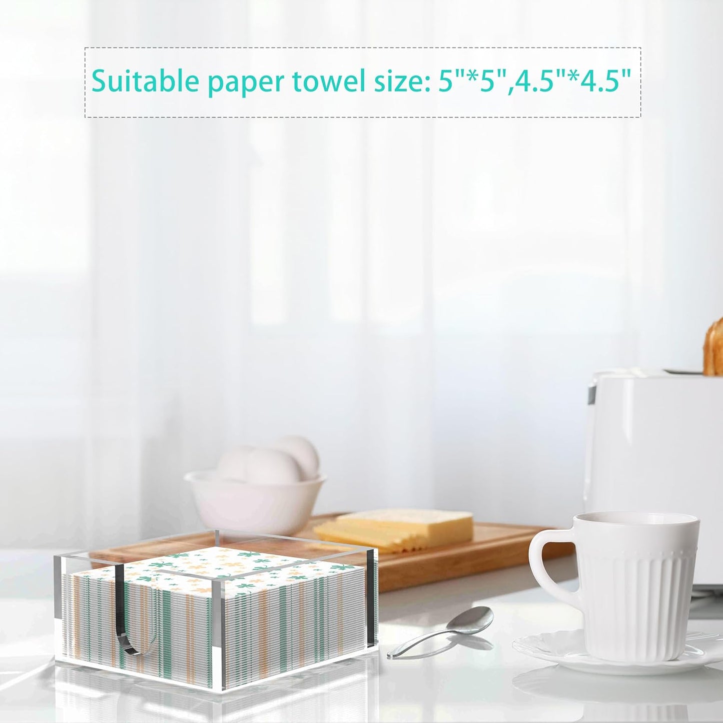 Rubtlamp 1Pcs Acrylic Napkin Holder Bathroom - 0.27Inch Thickness Acrylic Guest Towel Holder - Hand Towel Tray for Kitchen, Parties, Weddings, Party, Hotel, Restaurant（Clear, 5.5”X5.5”X2.5”）