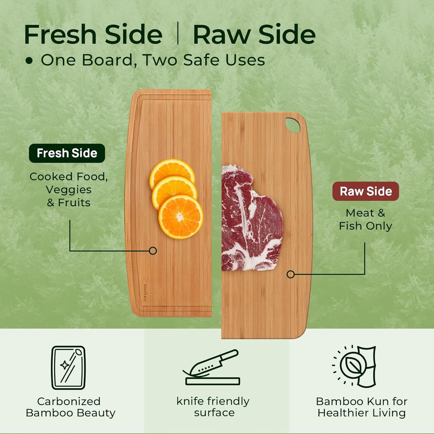 Dishwasher Safe Bamboo Cutting Boards 15.4x11.7in Heat-Resistant Chopping & Charcuterie Board with Juice Groove, Durable Lightweight Kitchen Essentials for Meat, Vegetables, Easy Clean