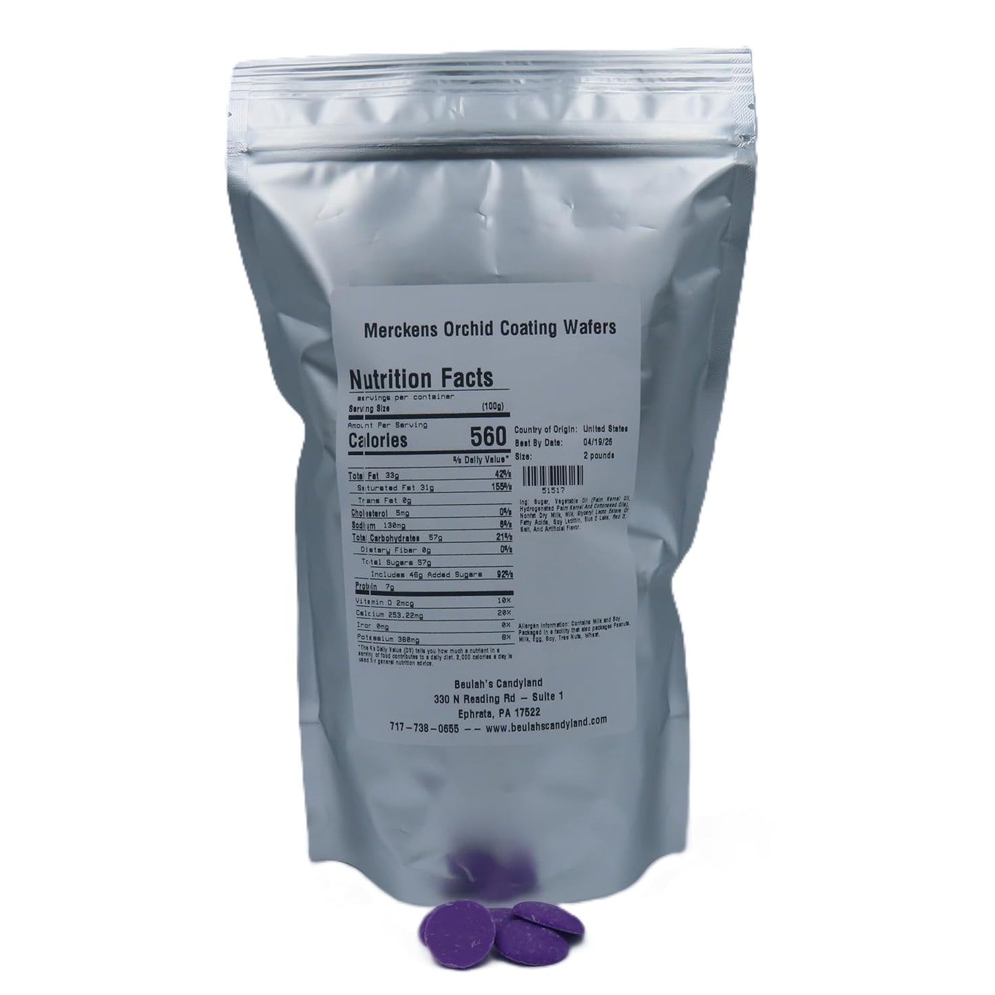 MERCKENS Coating Wafers, Orchid Color Melting Chocolate, 2 Pound Package