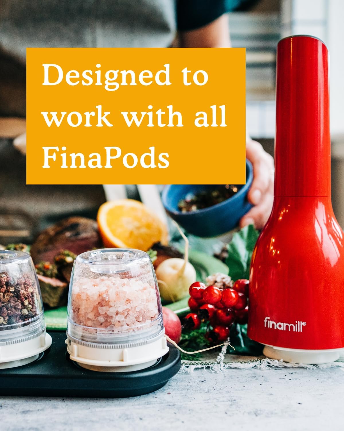 FinaMill Salt and Pepper Mill Tray, Stackable FinaPod Storage, Stylish Kitchen Accessories for Spice Grinder, Gift-Ready - Black Trio Stackable Tray