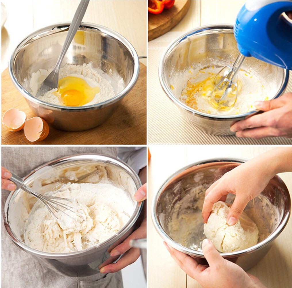 meleg otthon Stainless Steel Bowl,3QT Salad Bowl,Metal Bowls,Stainless Steel Basin,Heavy Duty Deeper Edge Mirror Finish Dishwasher Safe bowl (M)…