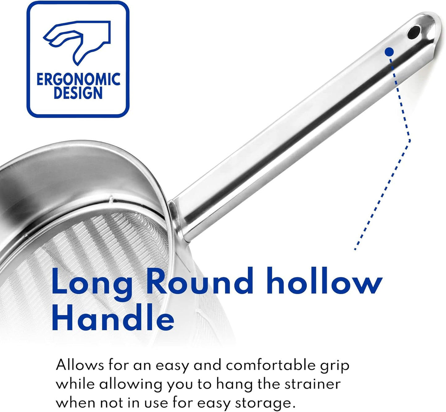 New Star Foodservice 38057 Stainless Steel Reinforced Bouillon Strainer, 10-Inch