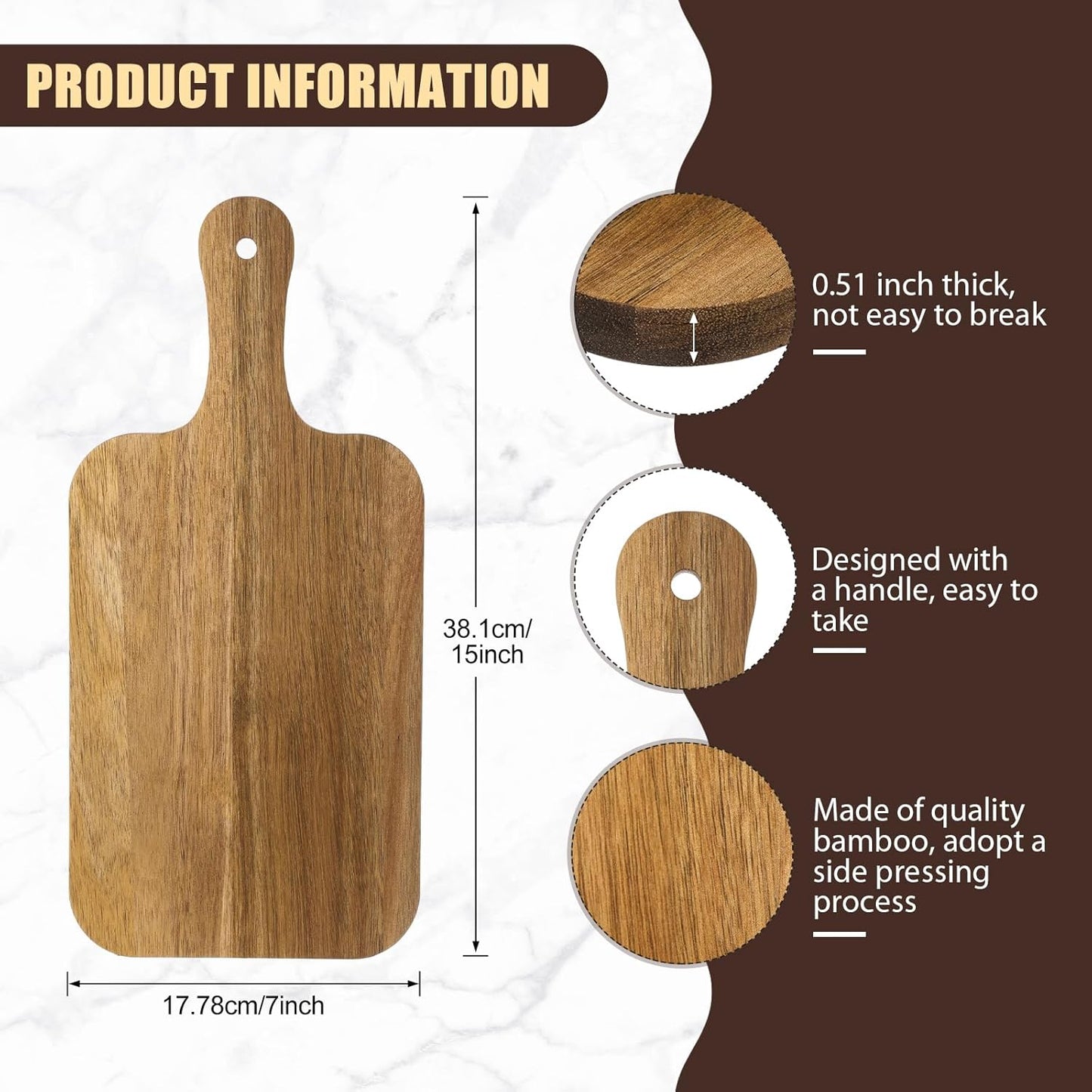 Lounsweer 6 Pcs Thicken Cutting Board Bulk Wood Board for Chopping Serving Charcuterie Material for Laser Engraving Mother' Day Wedding Housewarming Gift