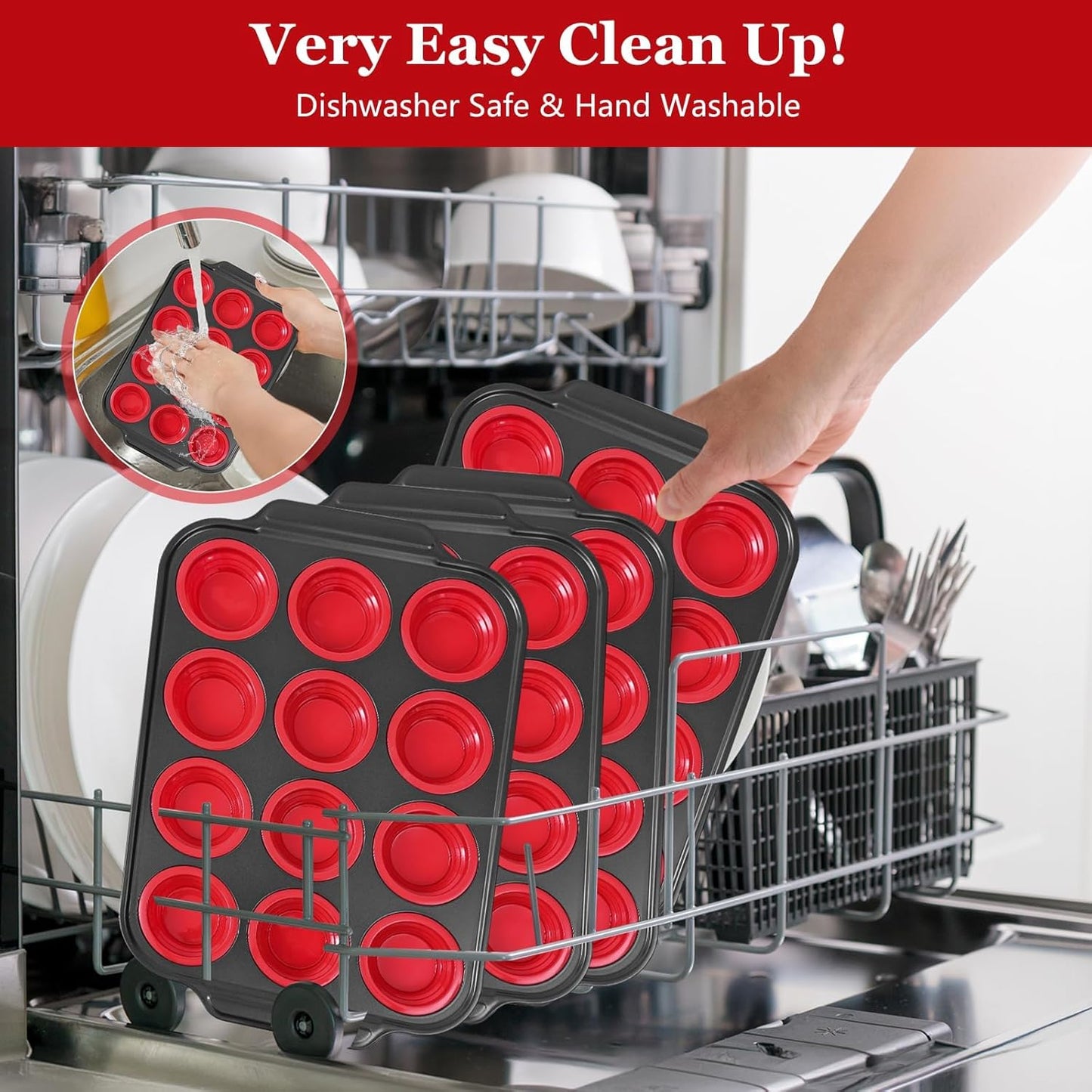 12 Cups Silicone Muffin Pans for Baking with Metal Frame, Egg Bite Molds, Cupcake Pans Regular Size, Muffin Tins Easy to Pop Nonstick Non Toxic Bakeware for Oven Dishwasher Safe