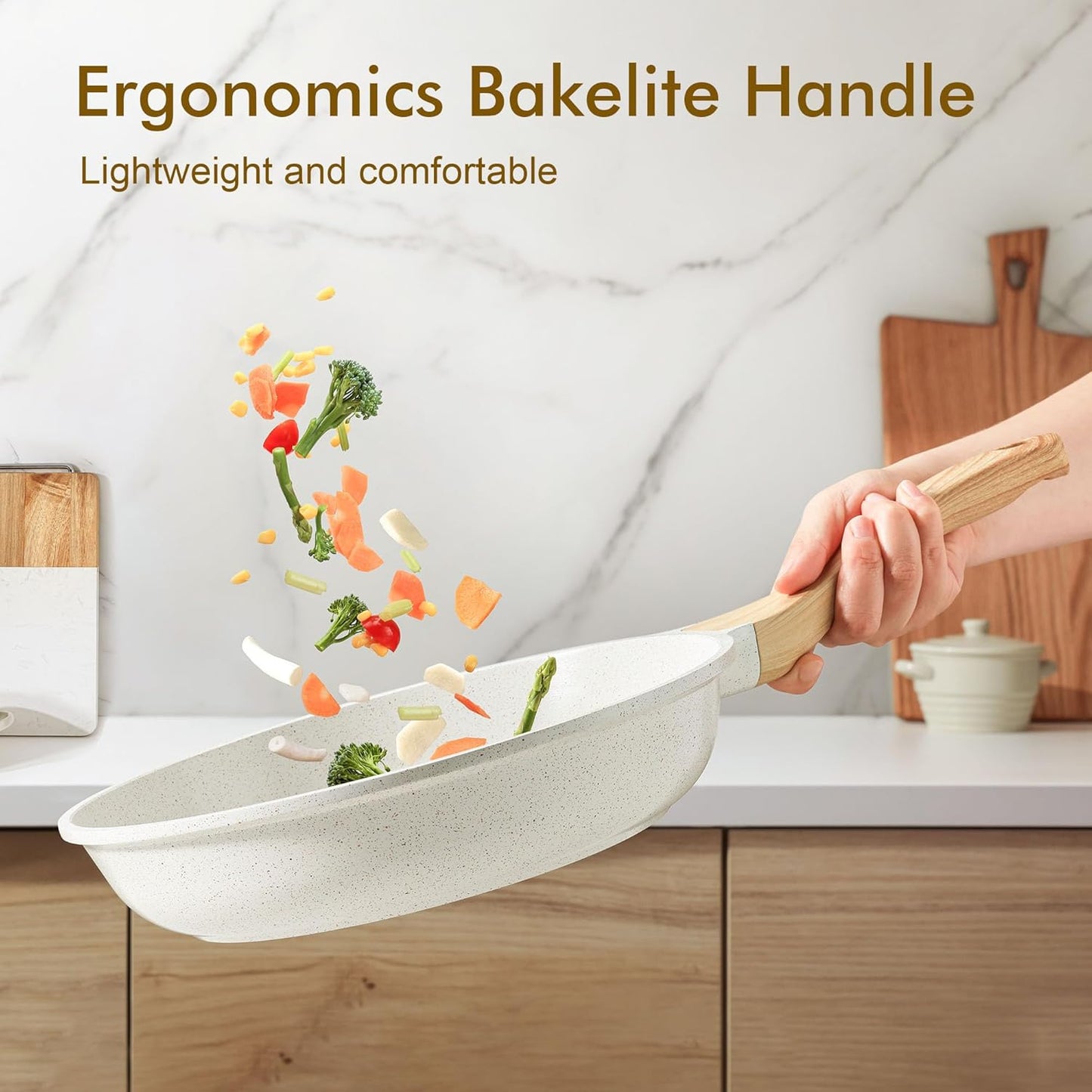 SENSARTE Nonstick Ceramic Frying Pan Skillet, 9.5 Inch Omelet Pan, Healthy Non Toxic Chef Pan, Induction Compatible Egg Pan with Heat Resistant Handle, PFAS-Free