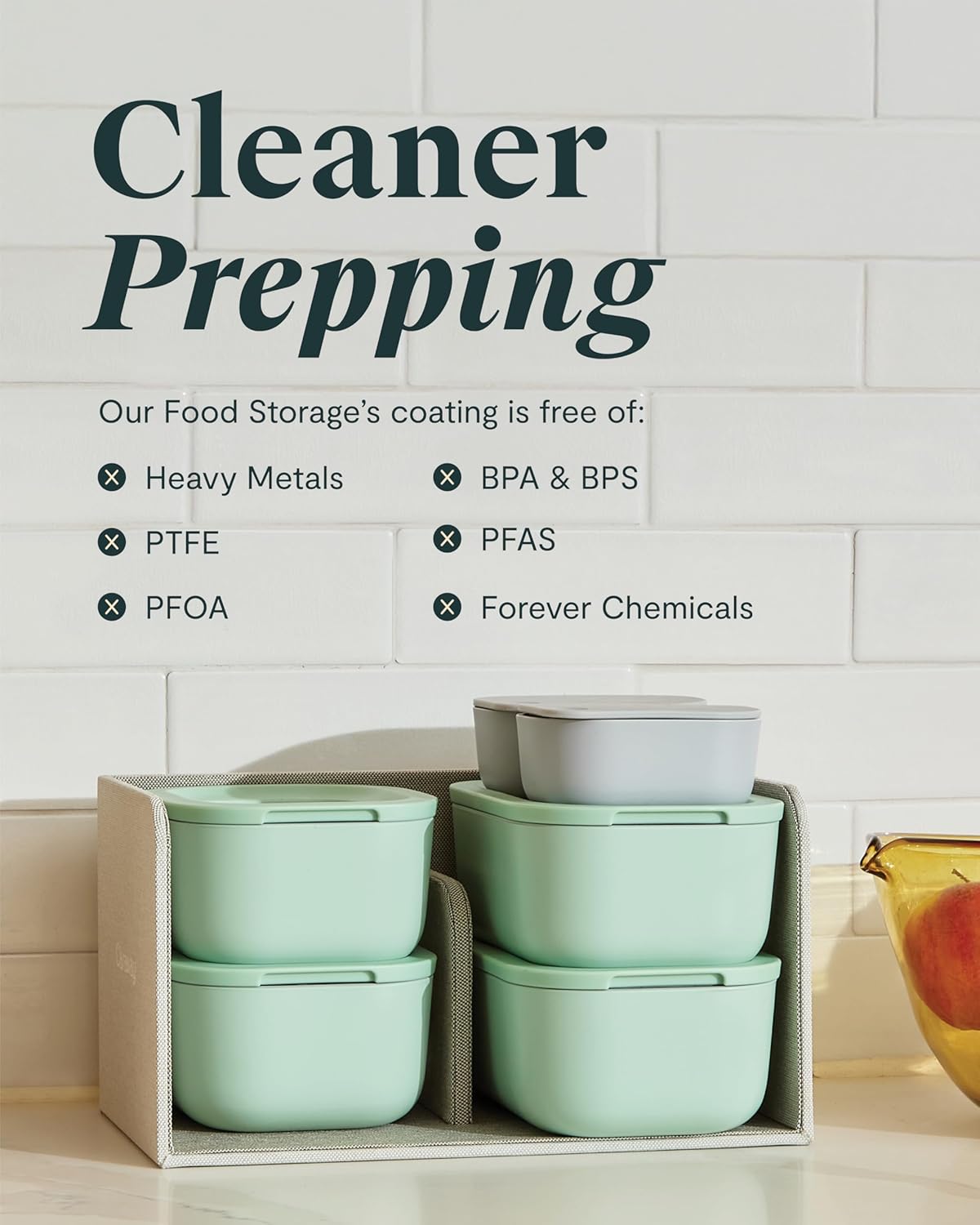 Caraway Mini Food Storage 11pc Set - Glass Storage Containers for Food - Non-Toxic Ceramic-Coated Glass - Air Release Technology - Compact & Stackable Design - Perracotta