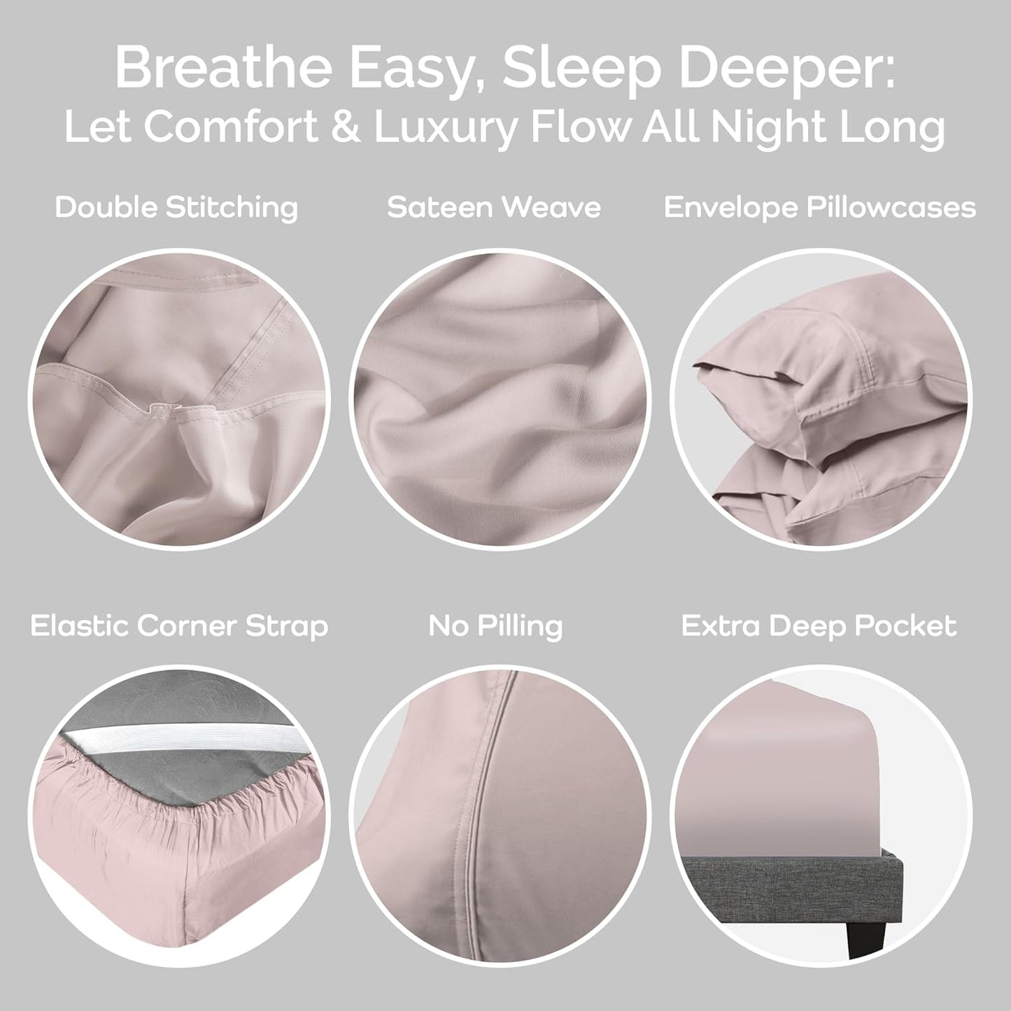 100% Viscose from Bamboo Sheets Full Size, Super Soft Bedding Set, 4PC Cooling Sheets for Hot Sleepers, Vegan Silk Moisture Wicking, Organically Grown Bedsheet, Blush - 54" x 75"