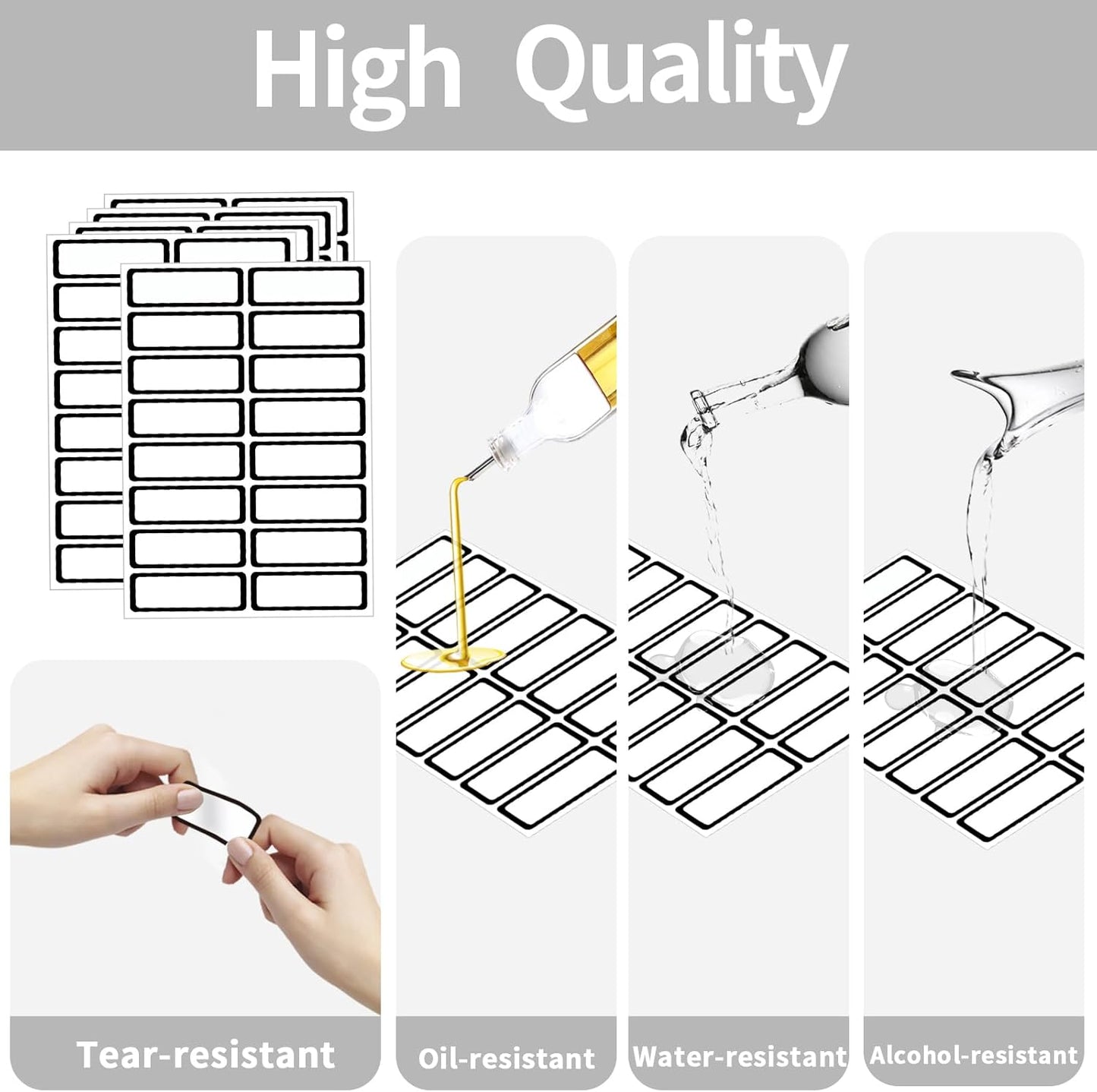 STARLIBOO Color-Coding Removable Labels, Rectangular 1 x 3"" Freezer Labels for Organizing, Tear-Resistant No Residue, Removable Labels for Food Containers (240Pcs), Black Border