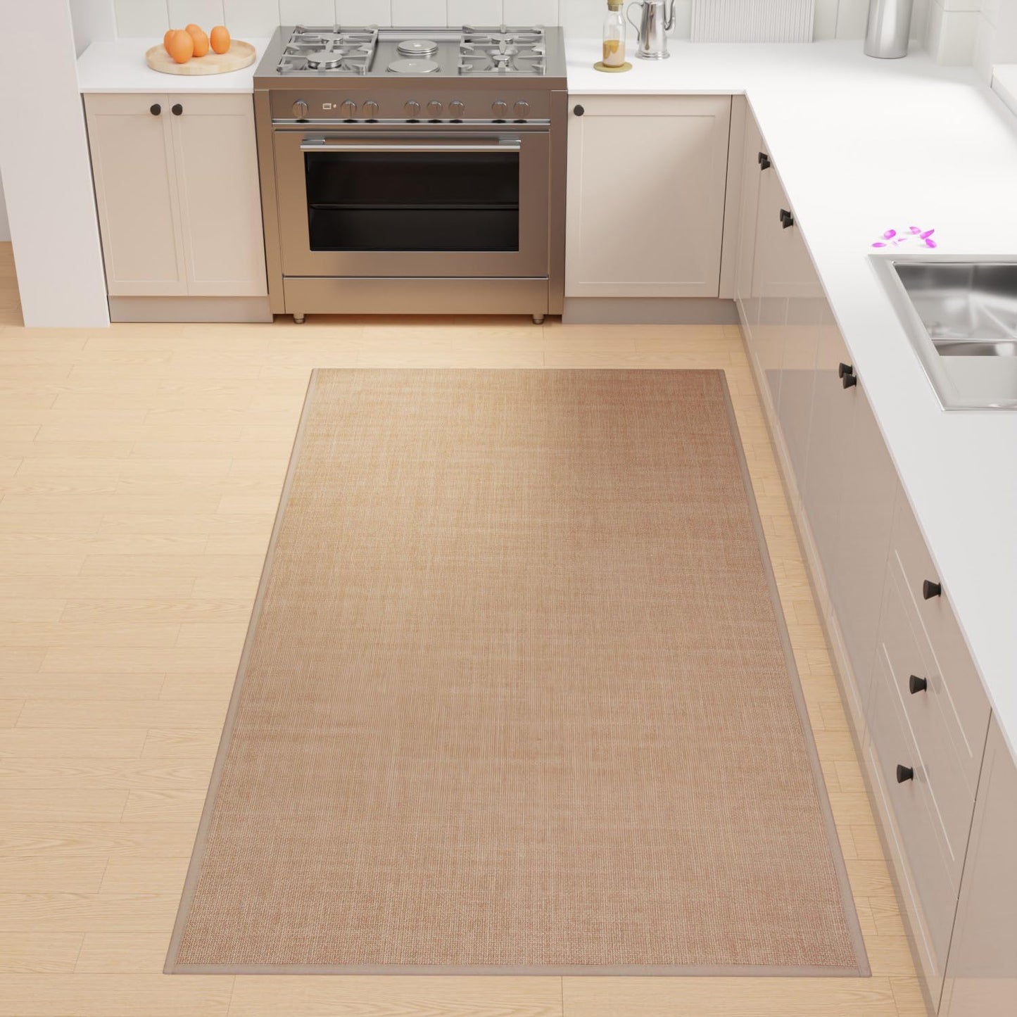 Kitchen Mat, Cushioned Non Slip Rugs for Kitchen Floor, Absorbent Runner Comfort Standing Mats Washable for Kit, Office, Home (Camel, 35.4"x71")