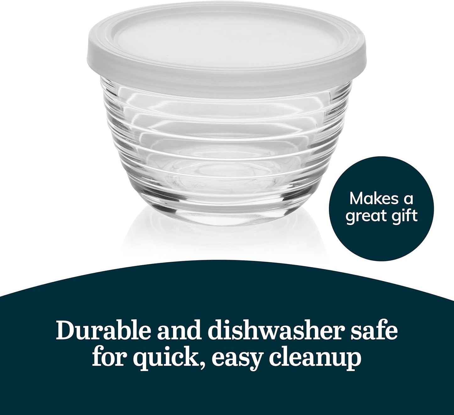 Libbey Small Glass Bowls, Glass Containers with Lids Set of 8 to Keep Leftovers Fresh, Meal Prepping and More, Dishwasher Safe Bowl Set