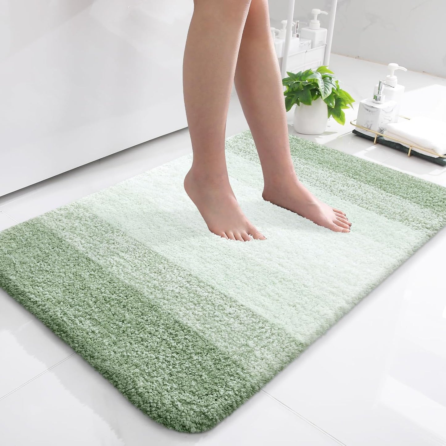 OLANLY Bathroom Rugs Mat 36x24, Extra Soft Absorbent Microfiber Bath Rugs, Rubber Backing, Quick Dry, Machine Washable Bath Mats for Bathroom Floor, Tub and Shower, Home Decor Accessories, Sage Green