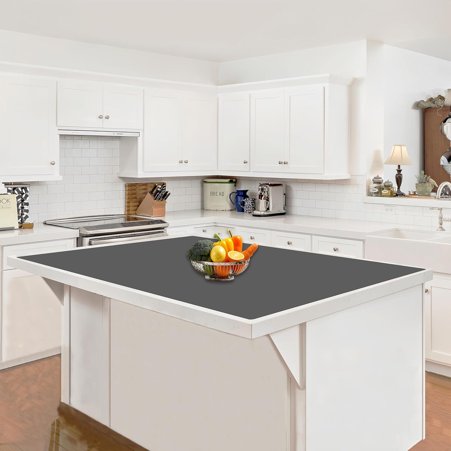 Large Silicone Mat, 48"x32"(120cmx80cm) Silicone Mats for Kitchen Counter, Non-Slip Heat Resistant Mat, Waterproof Countertop Protector for Craft, Dark Gray