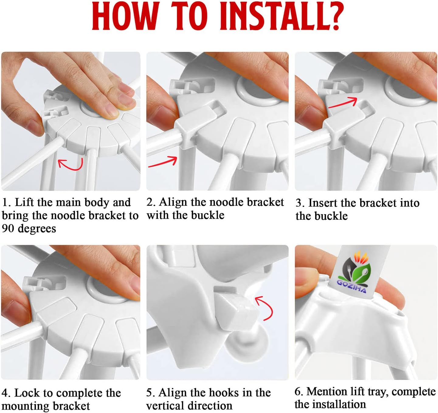 GOZIHA Kitchen Pasta Drying Rack | Make Homemade Fresh Pasta | Household Noodle Dryer Rack Hanging for Home Use | Spaghetti Drying Rack Noodle Stand | Easy Storage and Quick Set-Up (White)