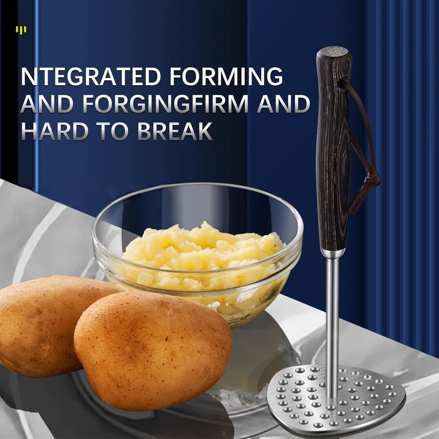 Sturdy Potatoes Masher, Aplastador de Papas, Small Hole Masher, Hand Bean Smasher Tool with Good Grip Handle, Potato Crusher Integrated Kitchen Tools for Cooking