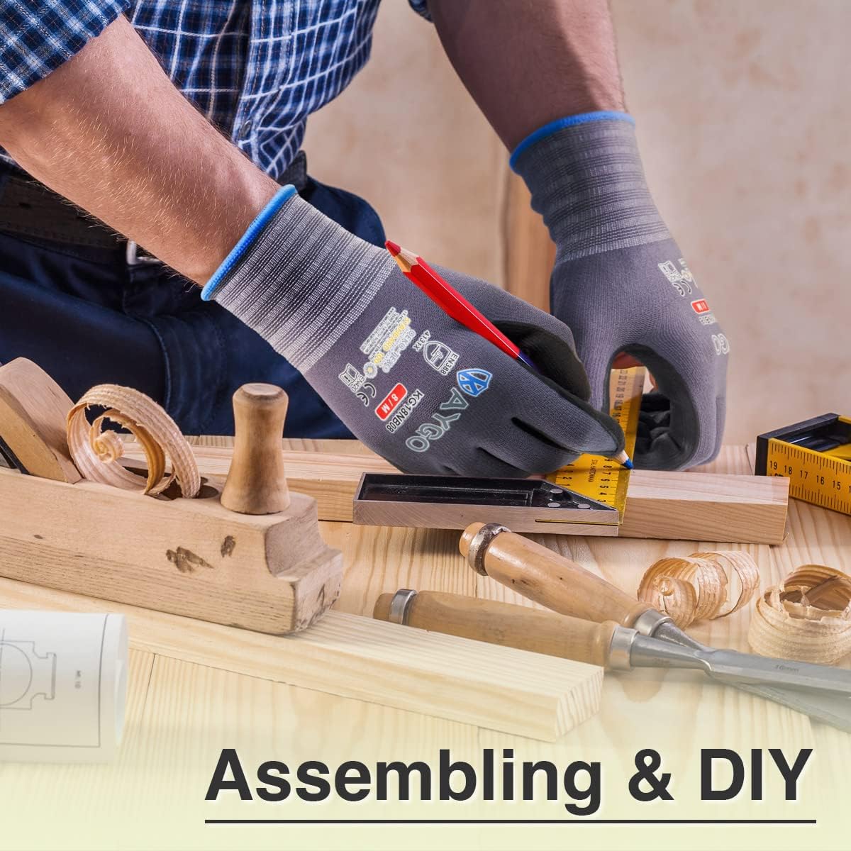 KAYGO Safety Work Gloves MicroFoam Nitrile Coated-60 Pairs, KG18NB,Seamless Knit Nylon Glove with Black Micro-Foam Nitrile Grip,Ideal for General Purpose,Automotive,Home Improvement, Large