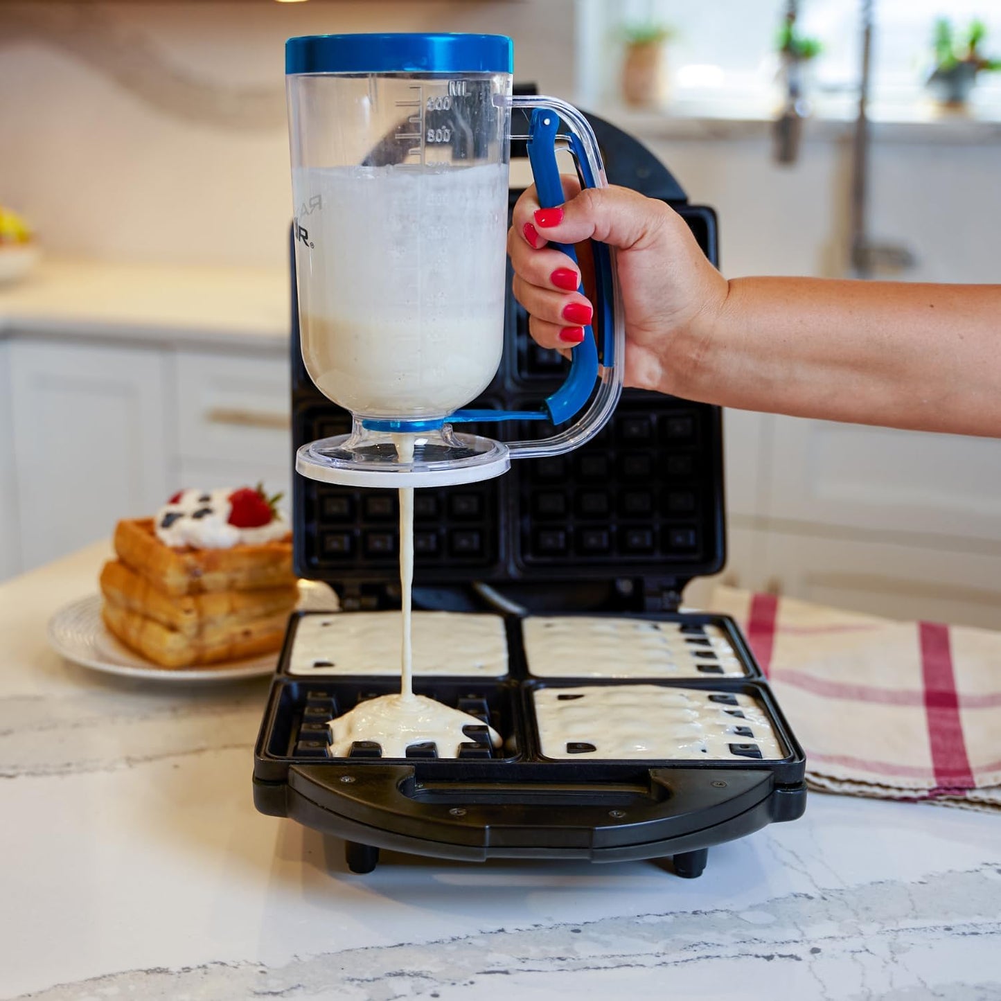 RAZOR Pancake Batter Dispenser, Pancakes & Waffles Batter Dispenser for Cakes, Muffins, Crepes, Cupcake for Baking, Cooking on Stovetop, Griddles, Prevents Drip, Easy Squeeze Trigger Handle Dispensers