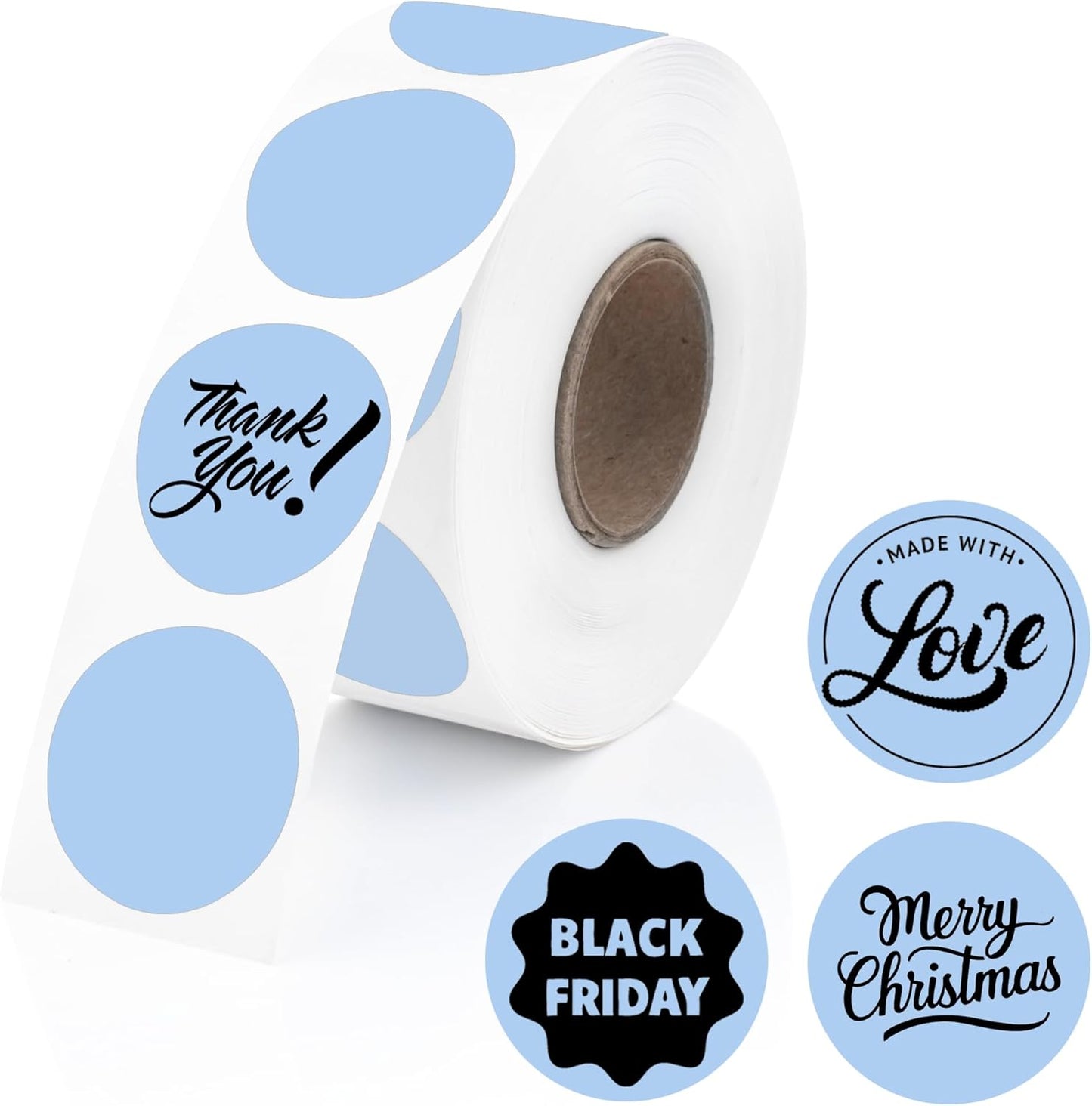 Perco Blue 1-Inch Perforated Circle Dot Thermal Sticker Labels — 735 Stickers/Roll, Direct Thermal Printer Compatible—with Permanent Adhesive for Color Coding, Garage Sales, Crafts—Made in USA